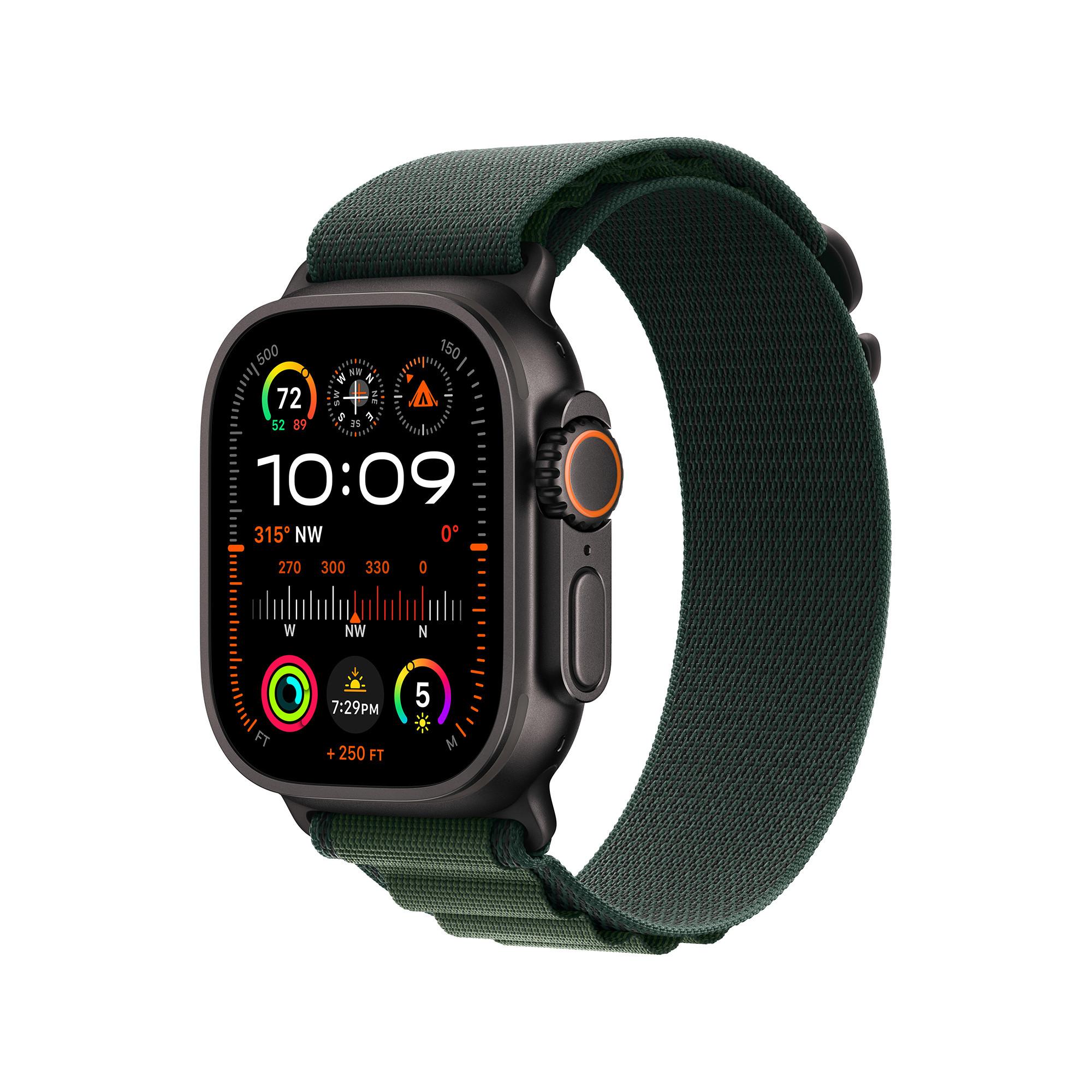 Apple AW Ultra 2 GPS + Cell 49mm with Dark Green Alpine Loop - Medium Smartwatch