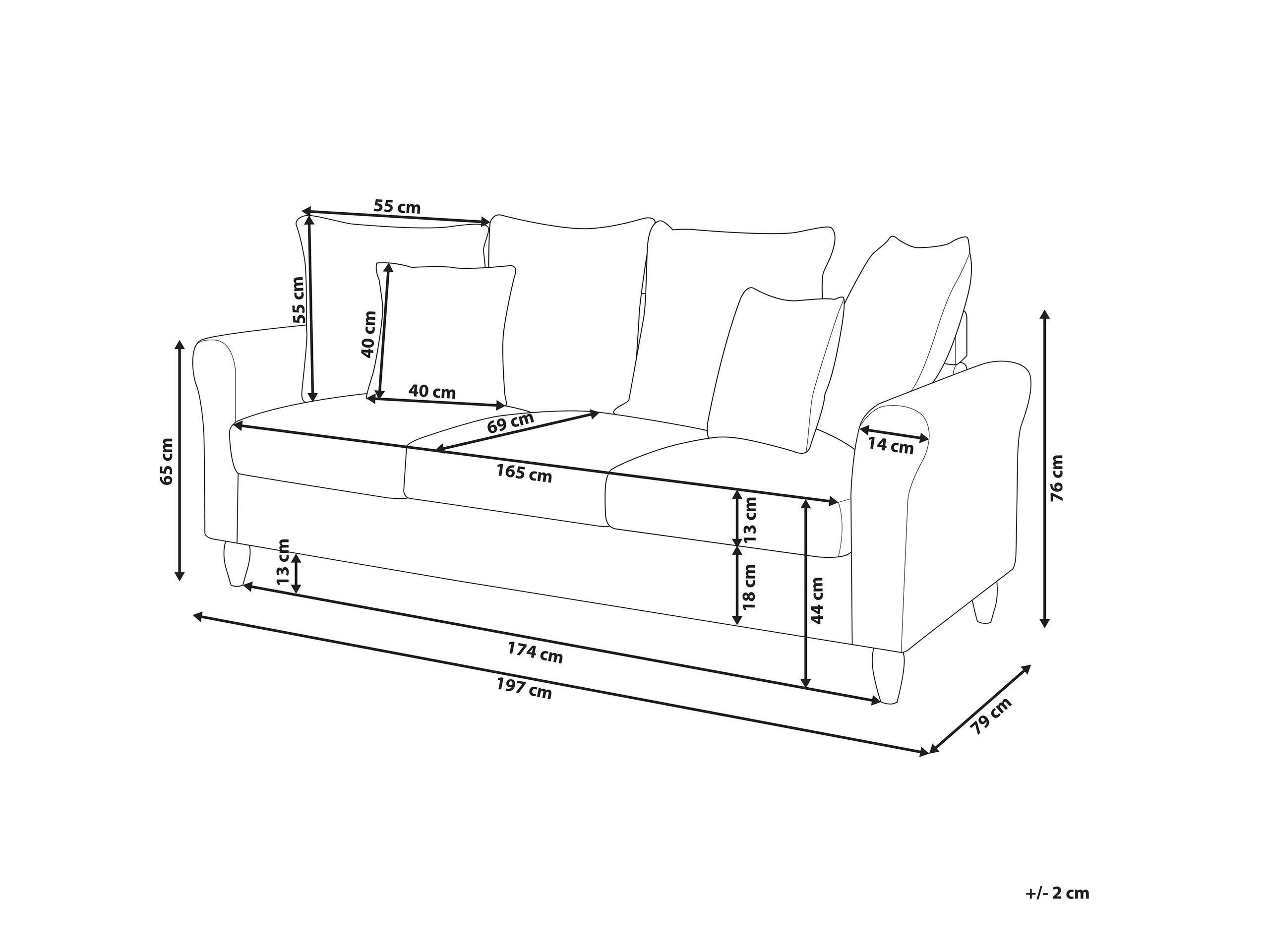 Beliani 3 Sitzer Sofa aus Samtstoff Modern BORNHOLM