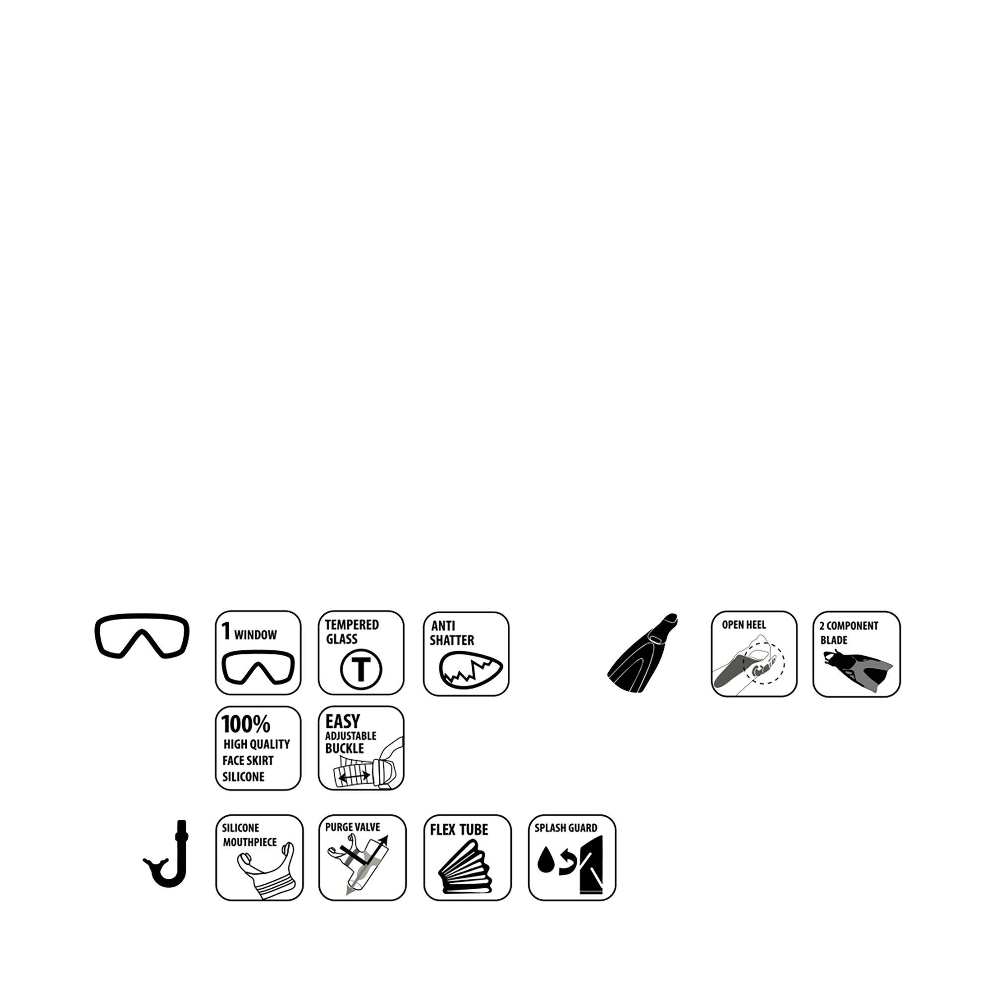 SCHILDKRÖT Kinder-Schnorchelset Bermuda mit Brille, Schnorchel, Flossen