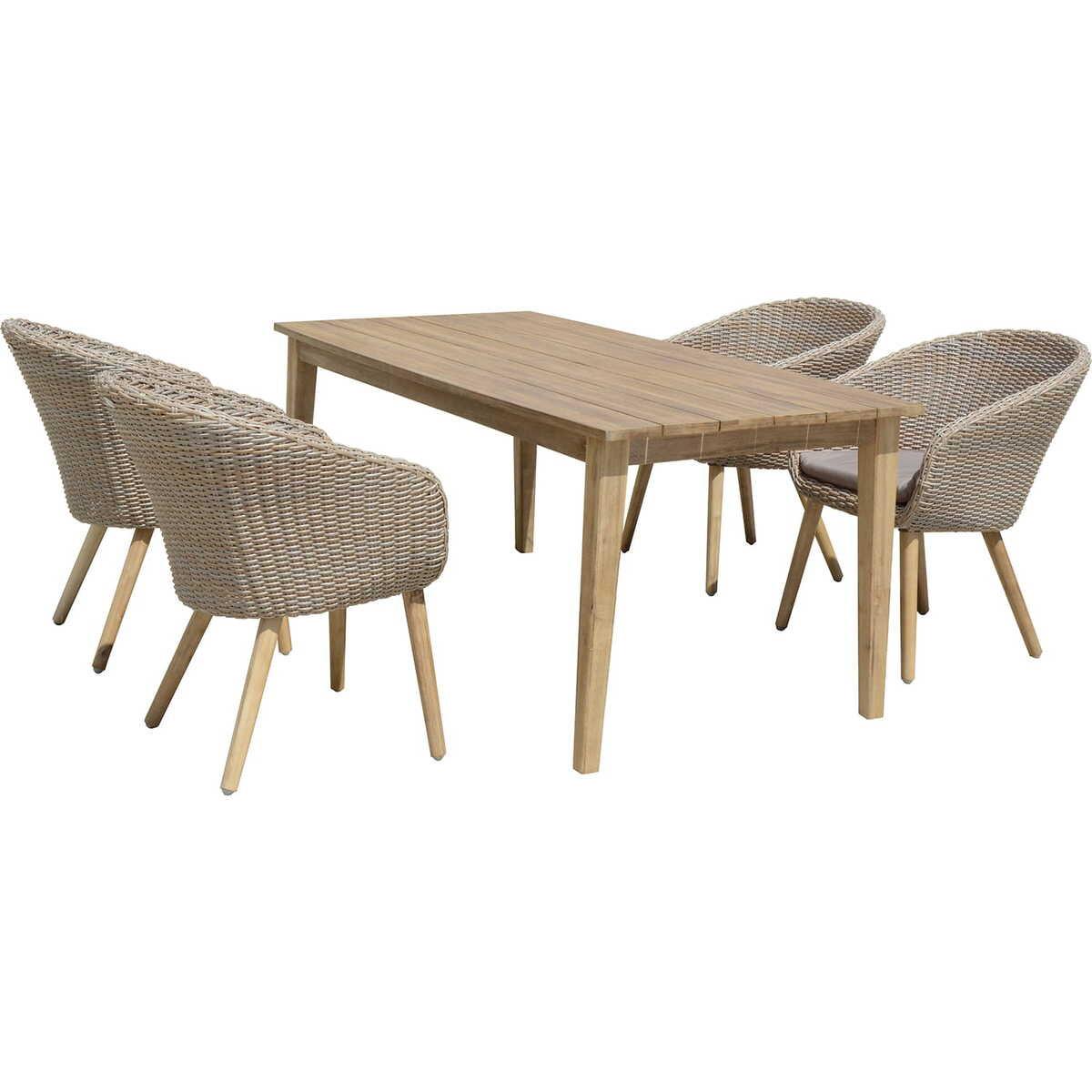 mutoni pleasure Garten Essgruppe Visalia Akazie natur (5-tlg)