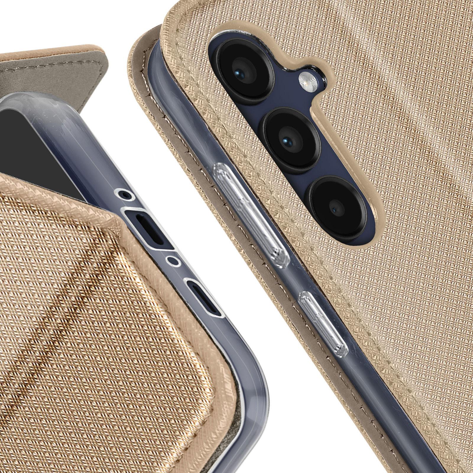 Avizar Samsung Galaxy A35 5G Book Cover Gold