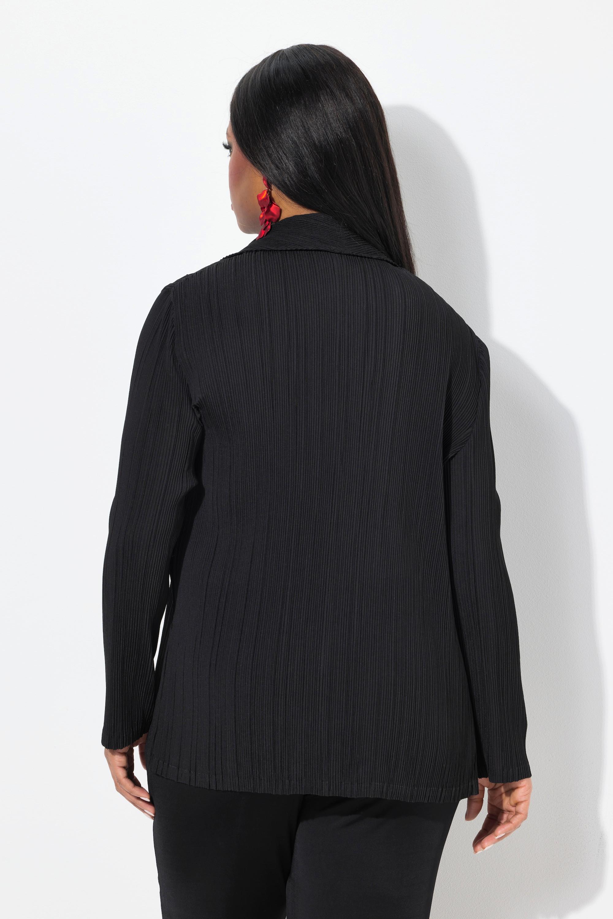 Ulla Popken Plissee-Blazer, Reverskragen, Knopfverschluss
