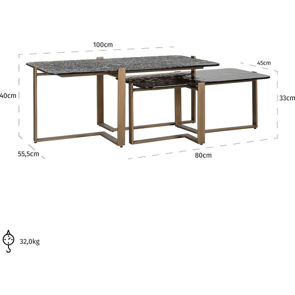 mutoni Couchtisch Sterling 110x65 (2er-Set)