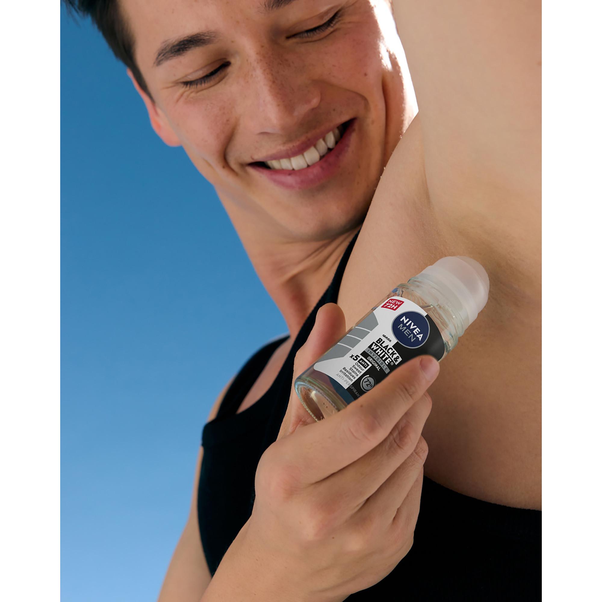 NIVEA Men Power Invisible Black & White Men 48h Invisible for Black & White Anti-Transpirant Roll-On