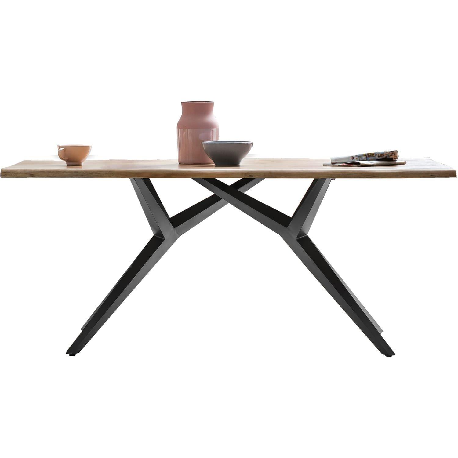 mutoni Massivholztisch 220x100 - Wildeiche geölt natur - Metall antik