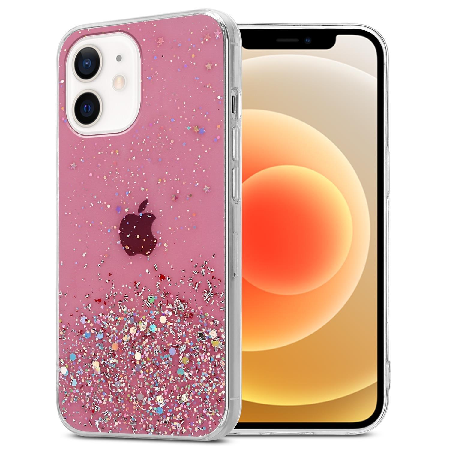 Cadorabo Hülle für Apple iPhone 12 MINI TPU Silikon mit funkelnden Glitter