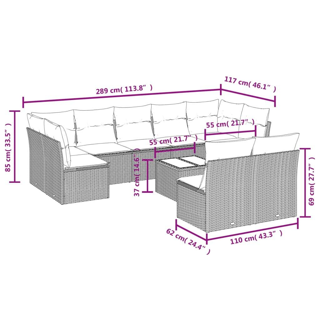 VidaXL Garten sofagarnitur poly-rattan