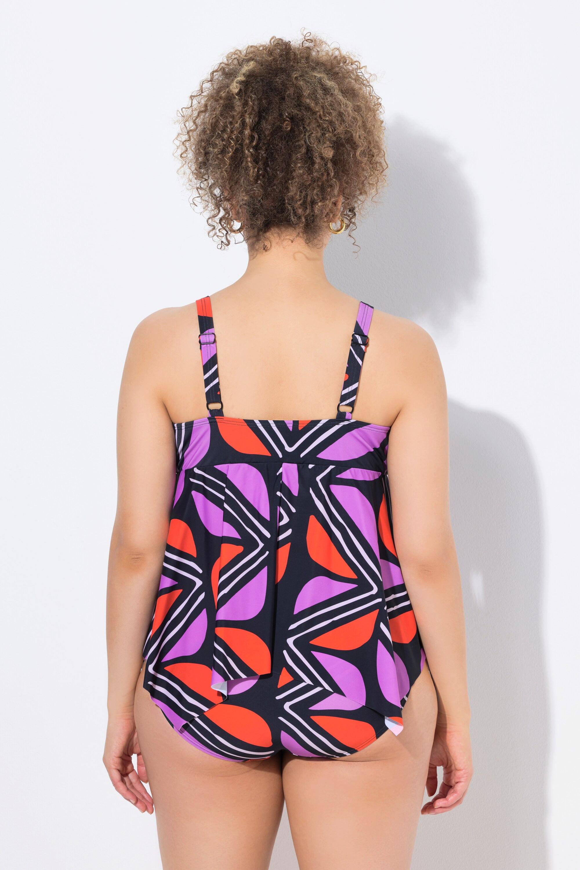 Ulla Popken Tankini, grafischer Druck, Softcups, recycelt