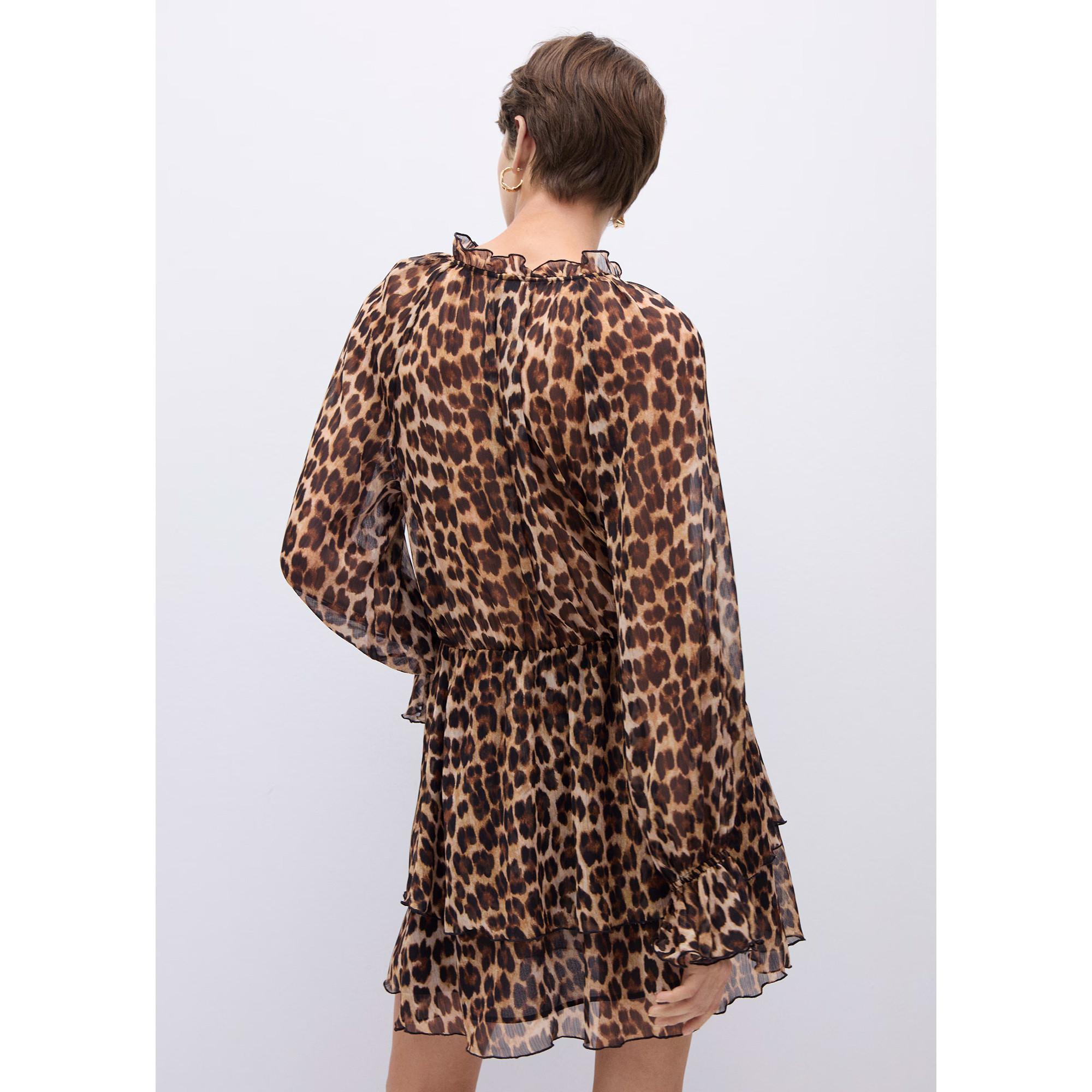 MANGO Garden Ausgestelltes Kleid mit Leo-Print