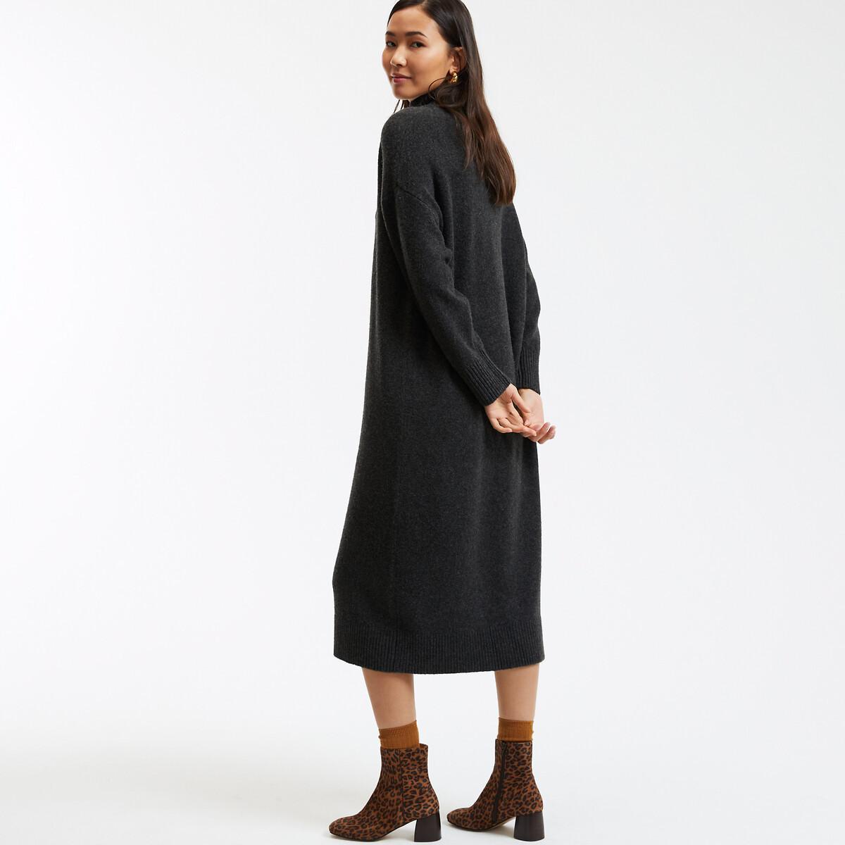 La Redoute Collections Langärmeliges Strickkleid mit geradem Schnitt