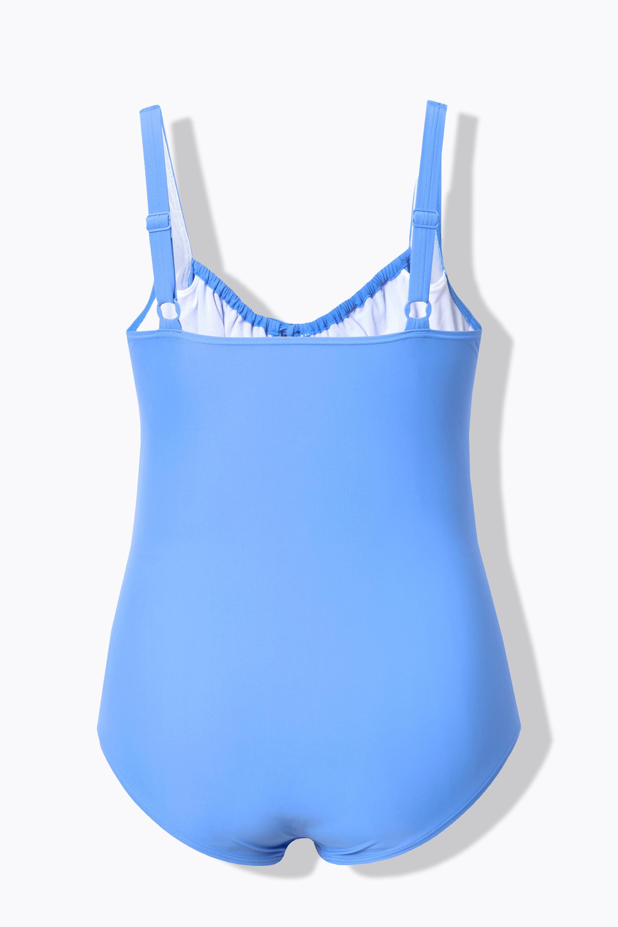 Ulla Popken Badeanzug, Raffung, Bügel, ohne Softcups, recycelt