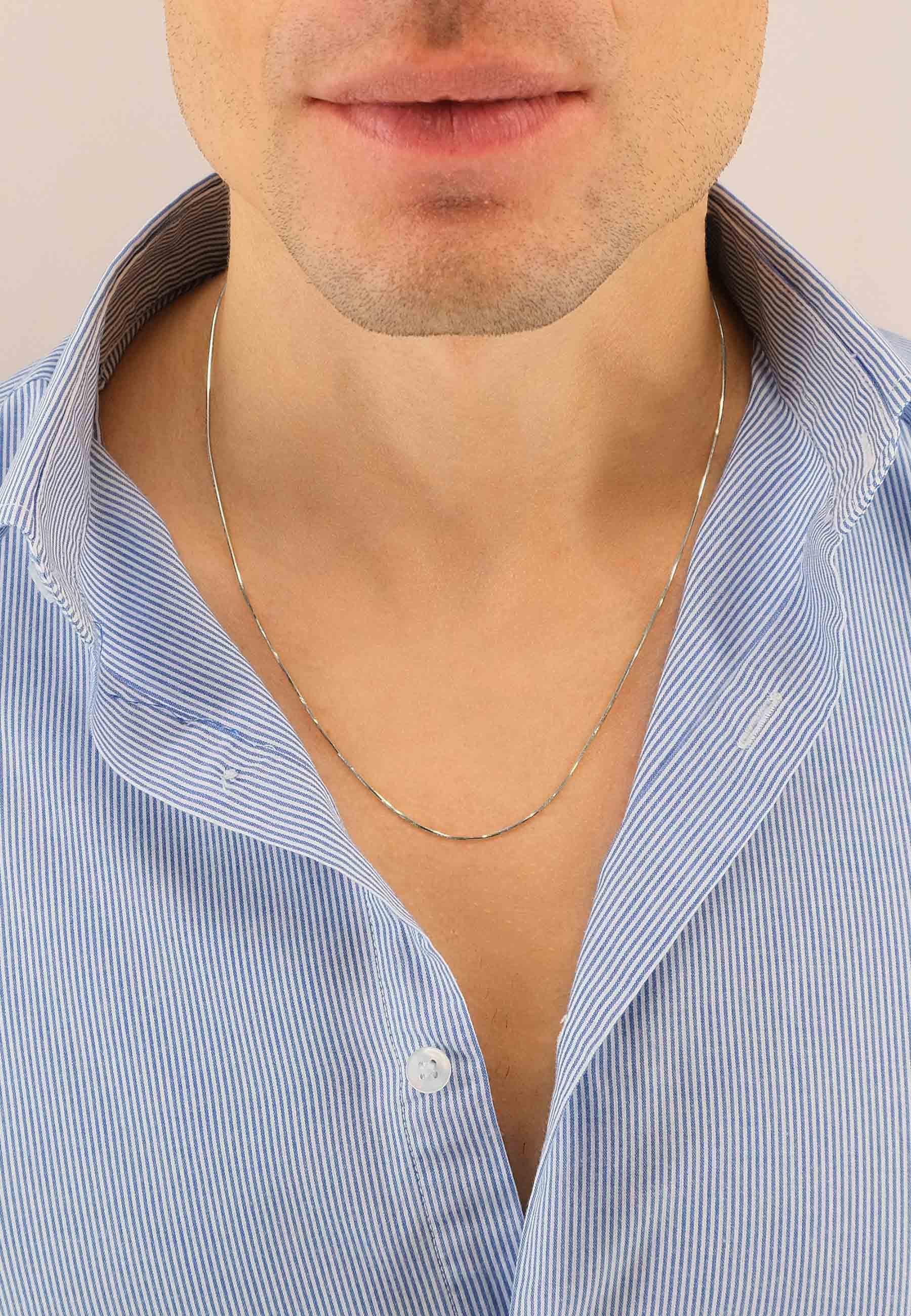 MUAU Schmuck Collier Schlange Weissgold 750, 0.8mm, 45cm