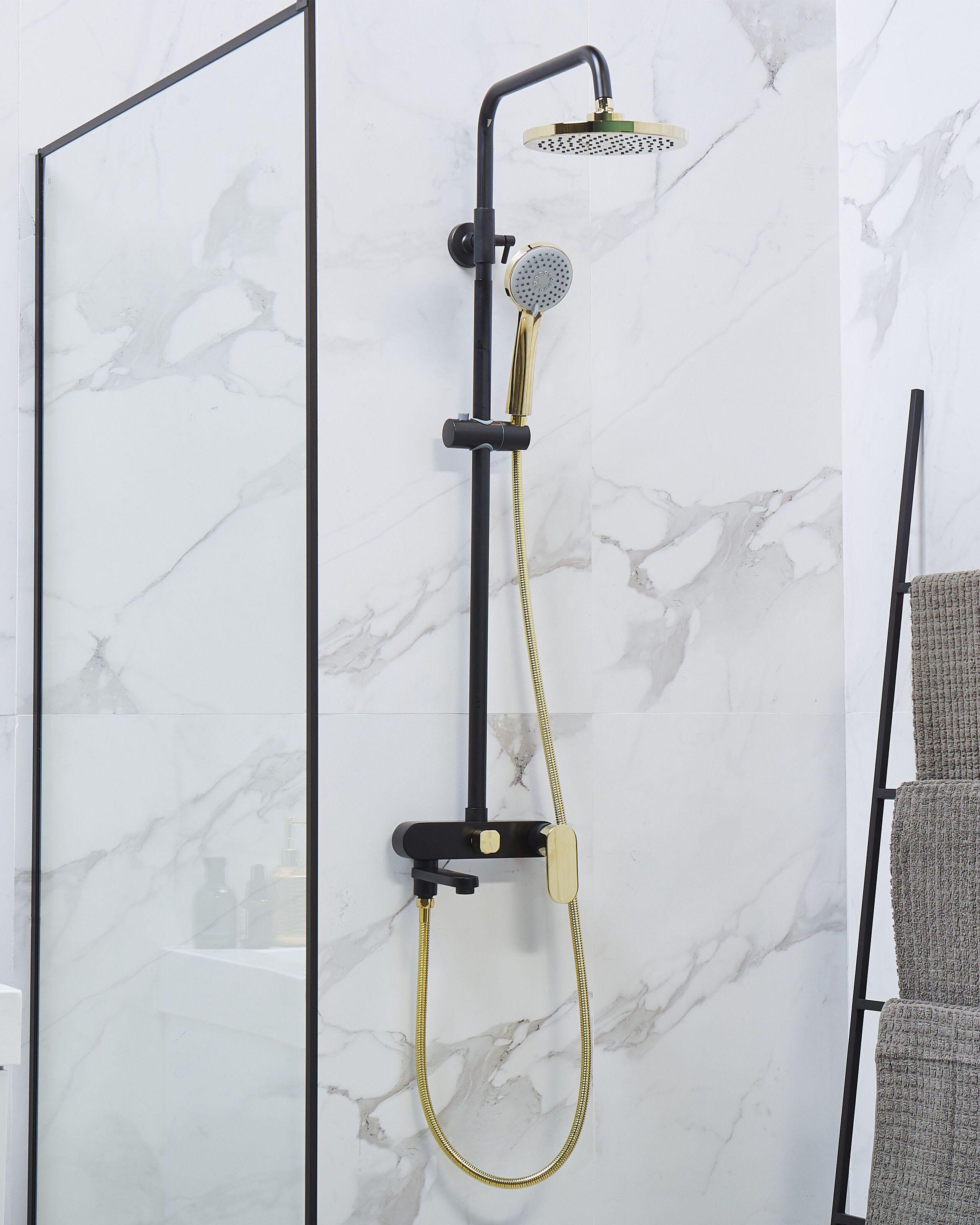 Beliani Duschset mit Mischbatterie und Regenbrause aus Messing Modern GURARA