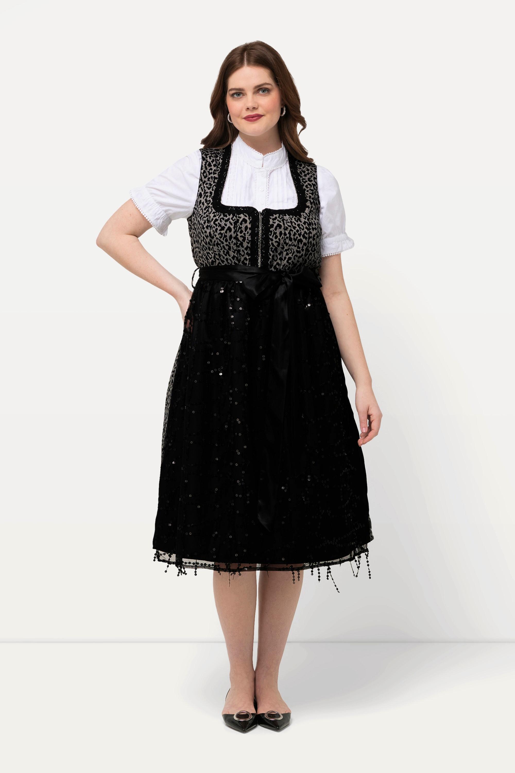 Ulla Popken Dirndl Leo-Top Carree-Ausschnitt Ärmellos