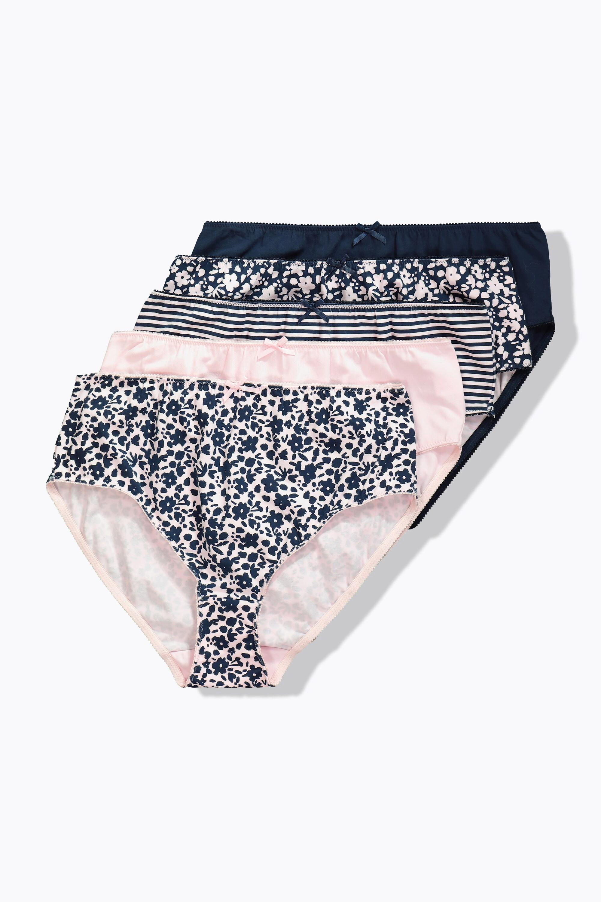 Ulla Popken Midislips, 5er-Pack, Blumen/einfarbig
