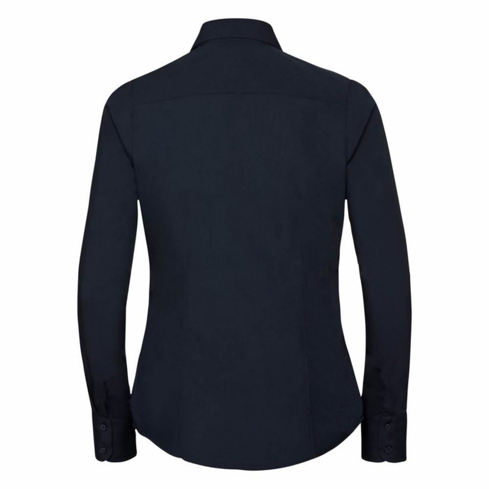 Russell Collection Popelin Langarm Pflegeleichte Taillierte Bluse