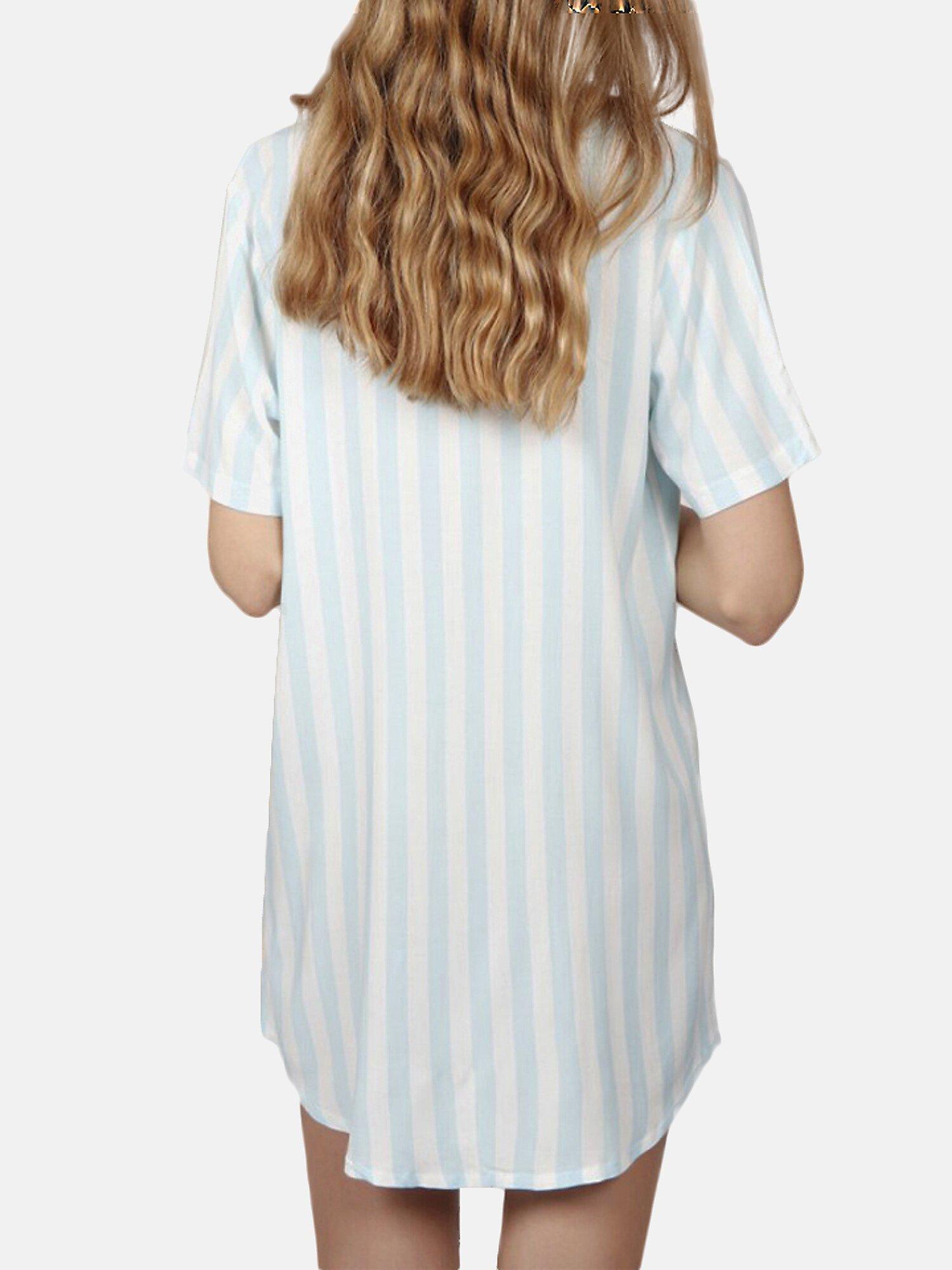 Admas Nachthemd Classic Stripes blau