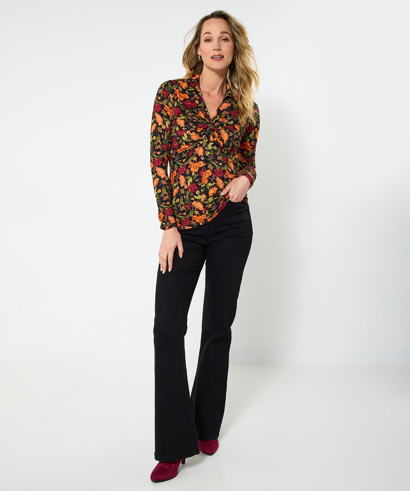 Joe Browns Jersey-Top mit Blumenprint, Kragen und Twistfront