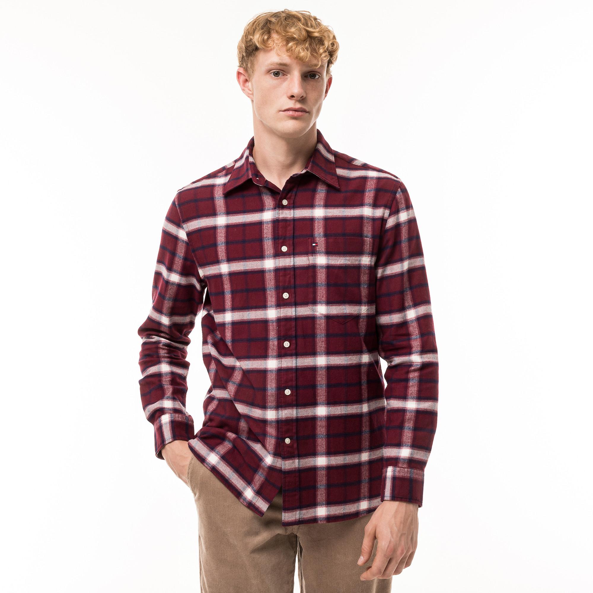 TOMMY HILFIGER Brushed Shadow Check Regular Fit Langarmhemd