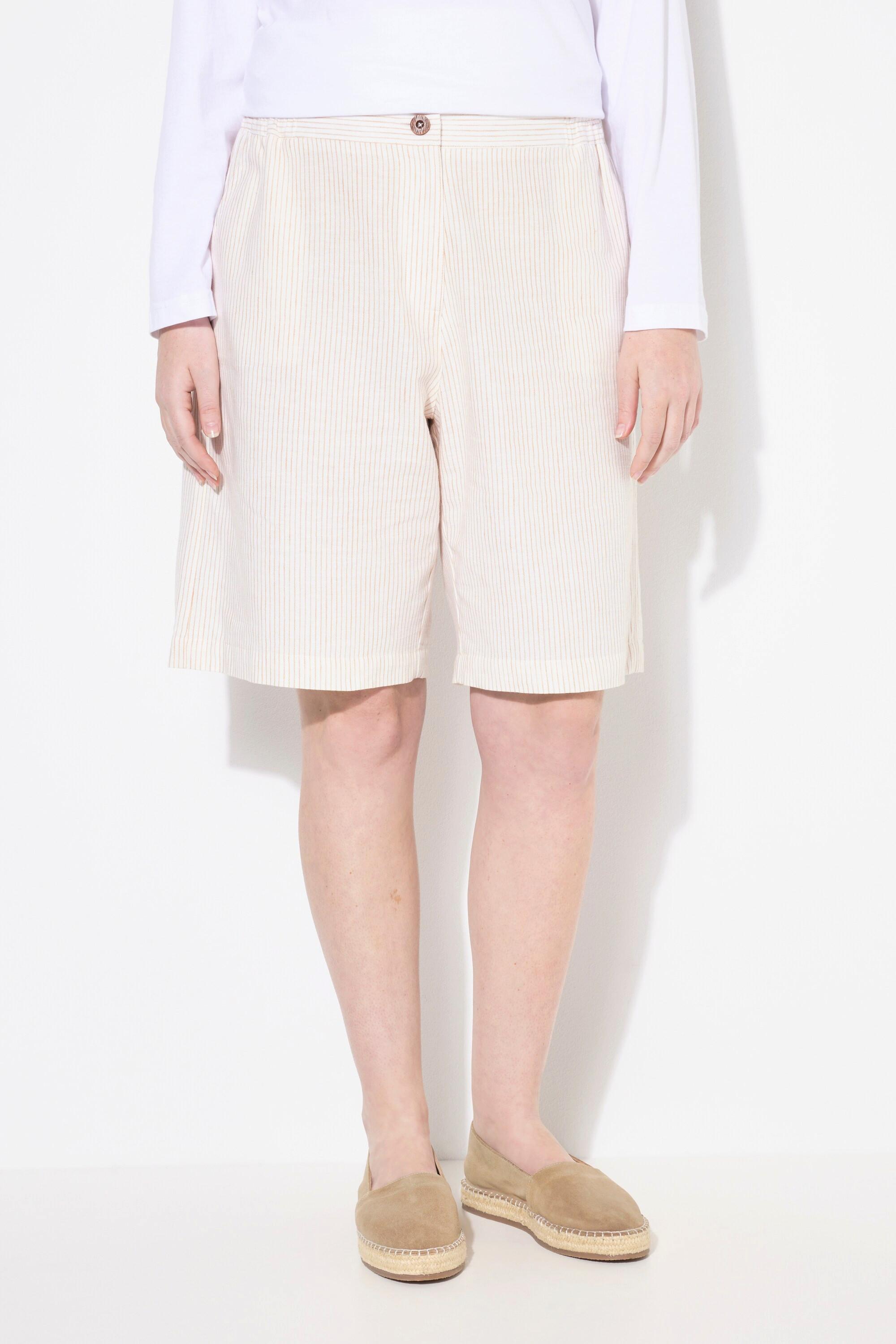 Ulla Popken Shorts, Streifen, weites Bein, Elastikbund