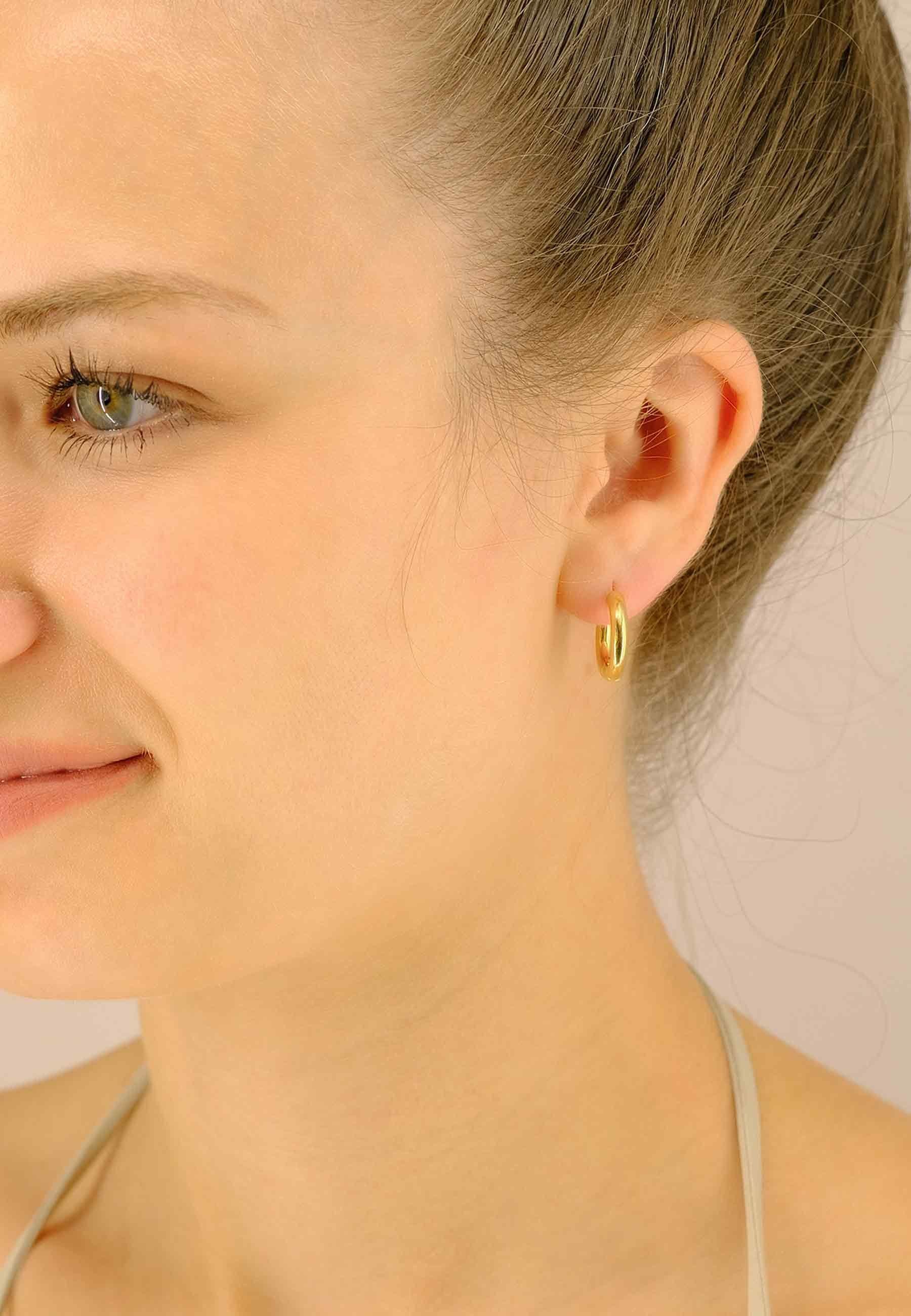 MUAU Schmuck Creolen Gelbgold 750 Runddraht Scharnier 16mm
