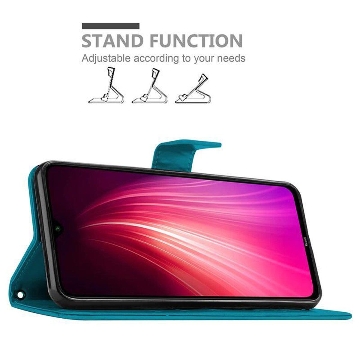 Cadorabo Hülle für Xiaomi RedMi NOTE 8 Blumen Design Magnetverschluss