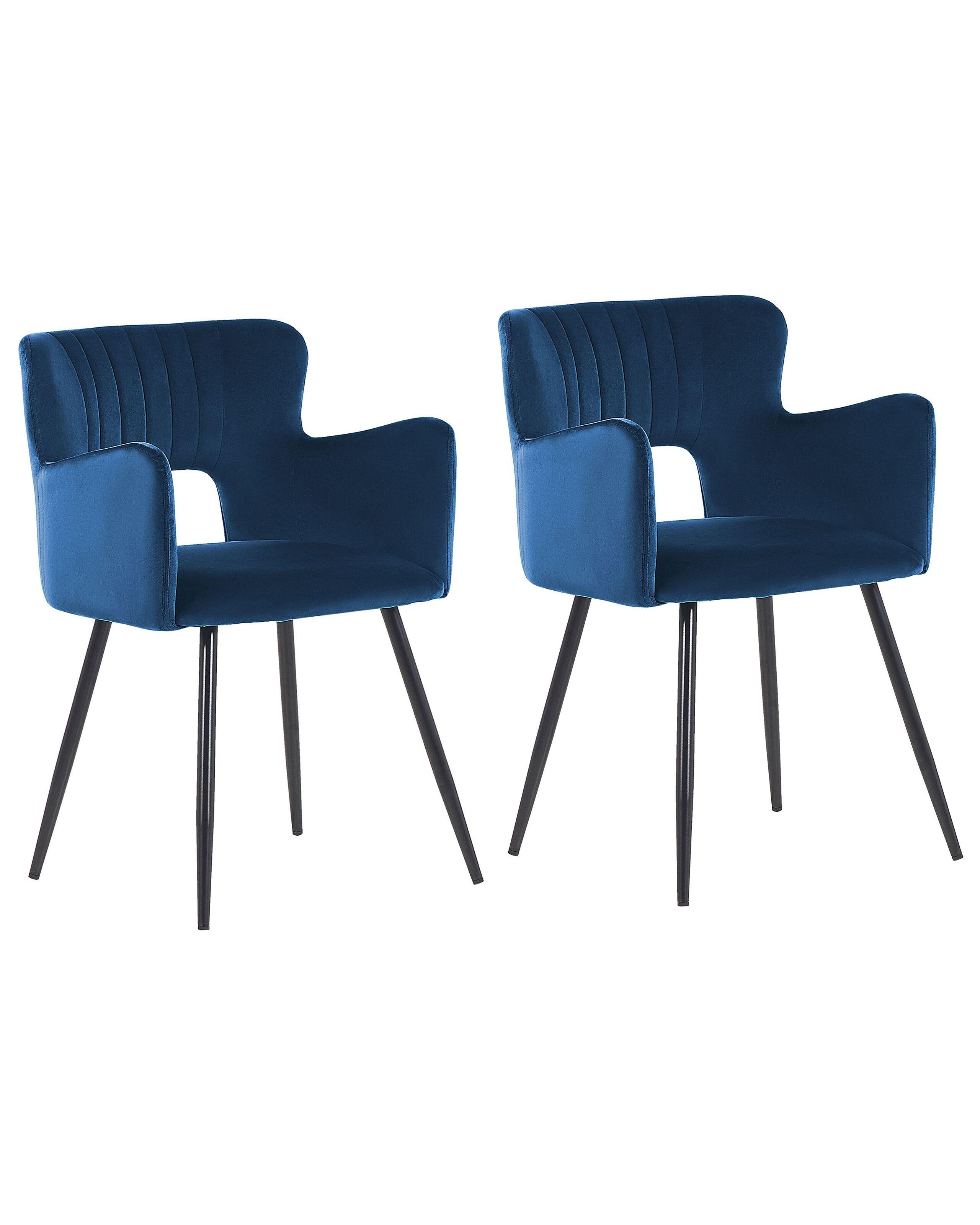 Beliani Esszimmerstuhl 2er Set aus Samtstoff Modern SANILAC