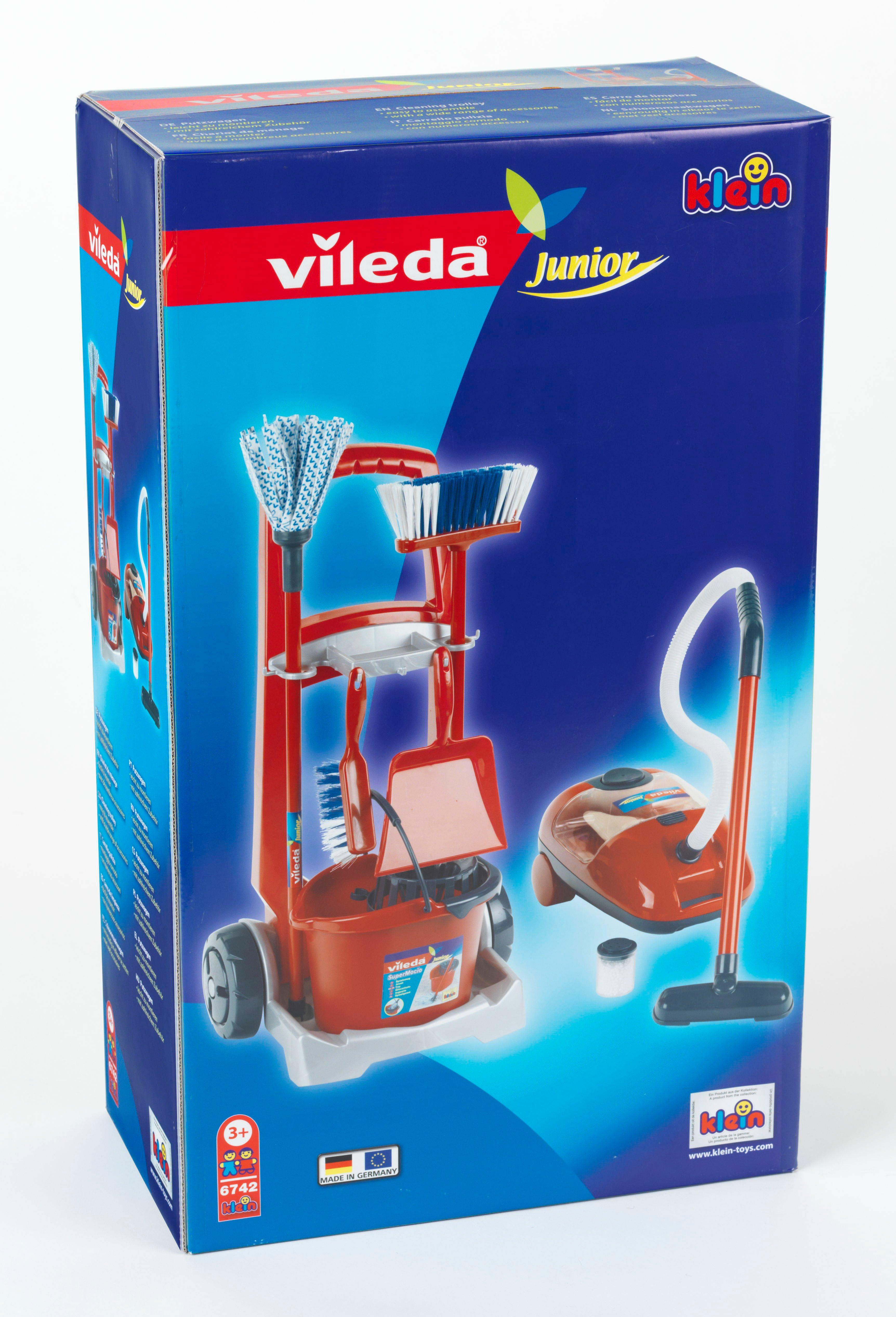 klein Vileda Besenwagen + Staubsauger