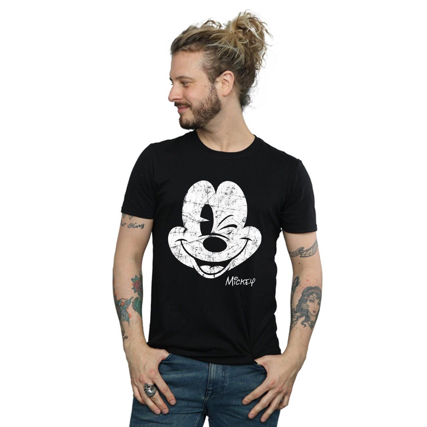 Disney Mickey Mouse Distressed Face T-Shirt