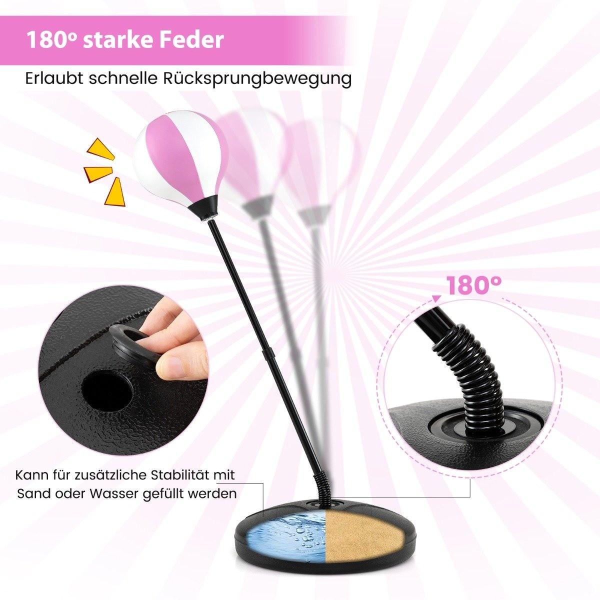 Northio 81-123,5cm Höhenverstellbarer Punchingball inkl. Boxhandschuhe & Handpumpe Kinder Boxset Rosa
