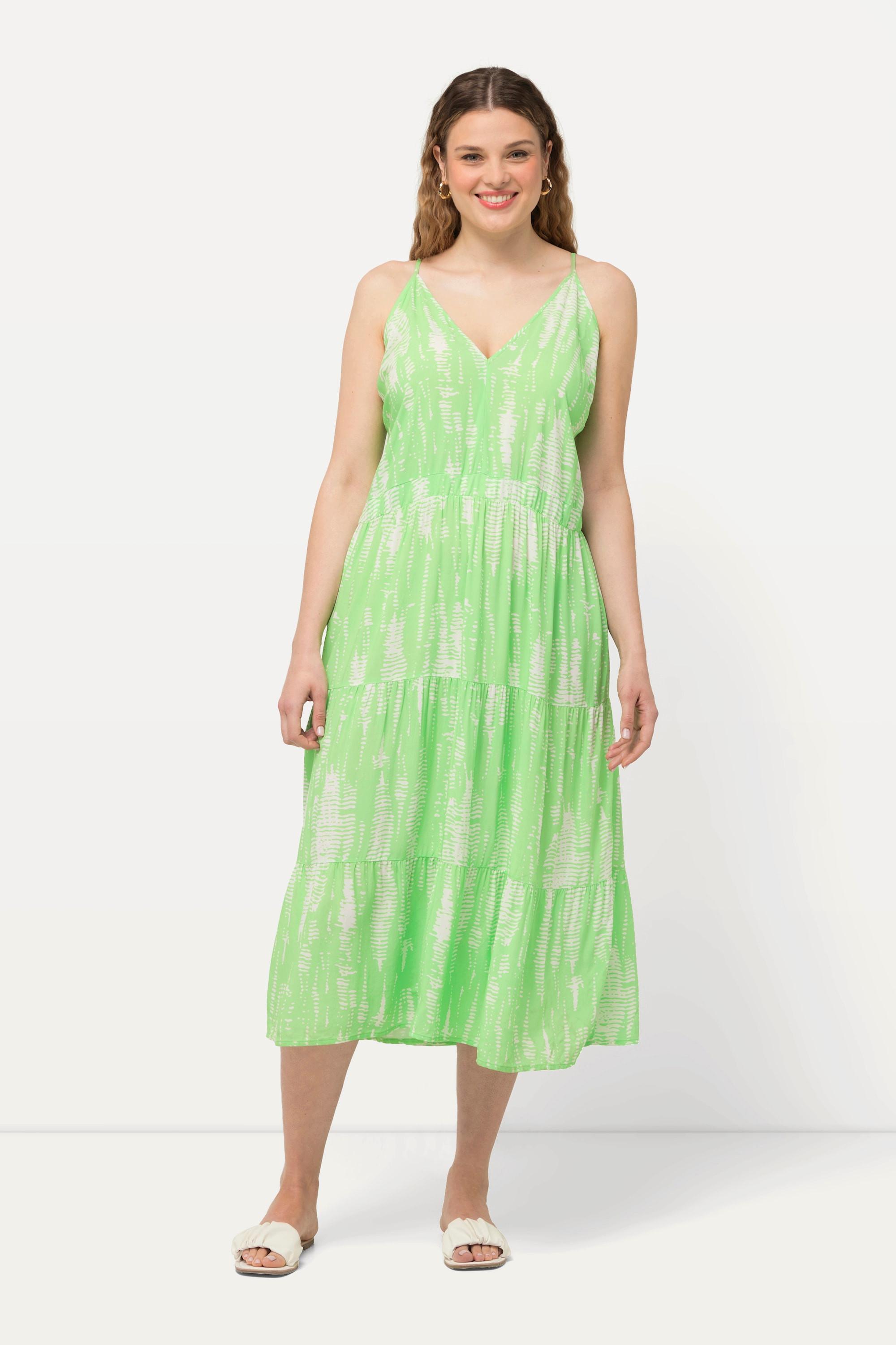 Ulla Popken Midikleid V-Ausschnitt Triangel-Schalen Ärmellos