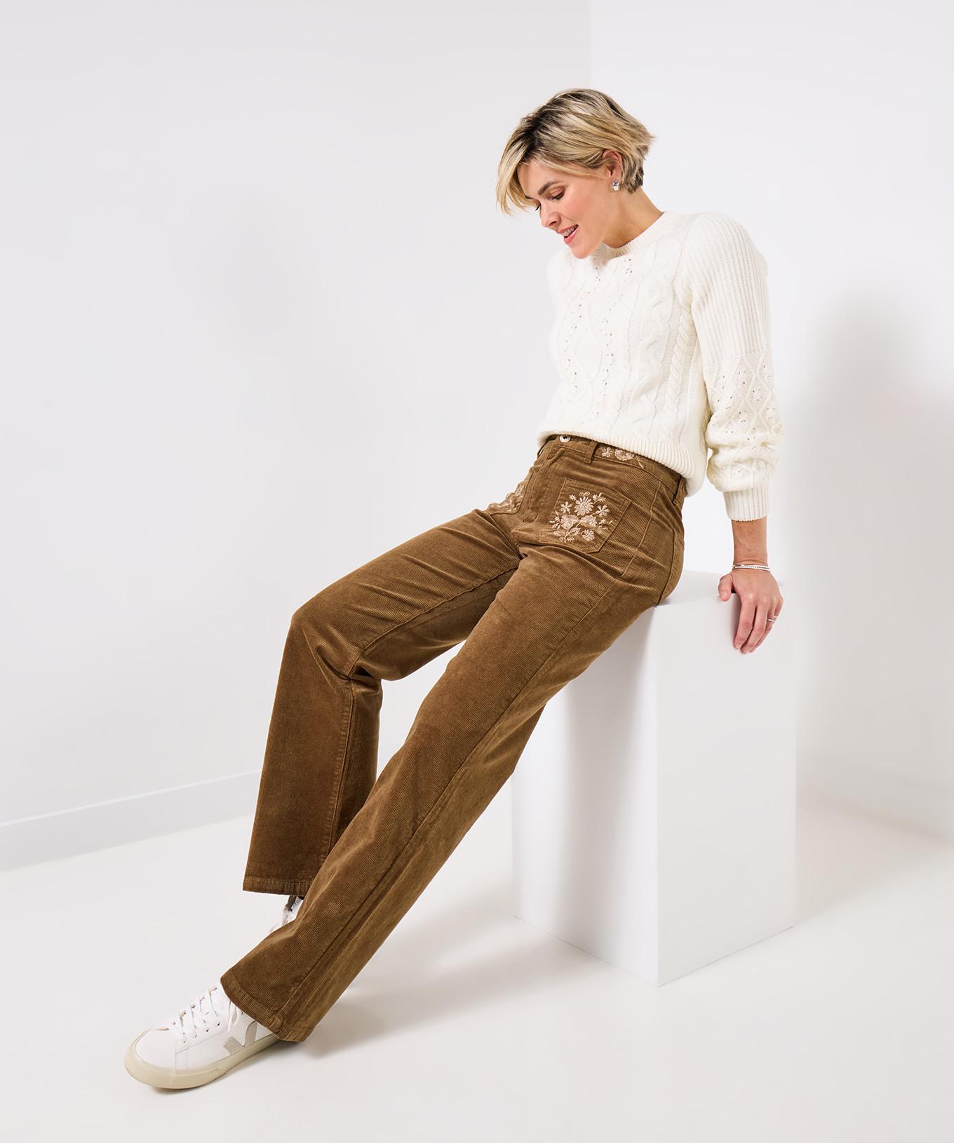 Joe Browns Bestickte Stevie-Cordhose in Mokka