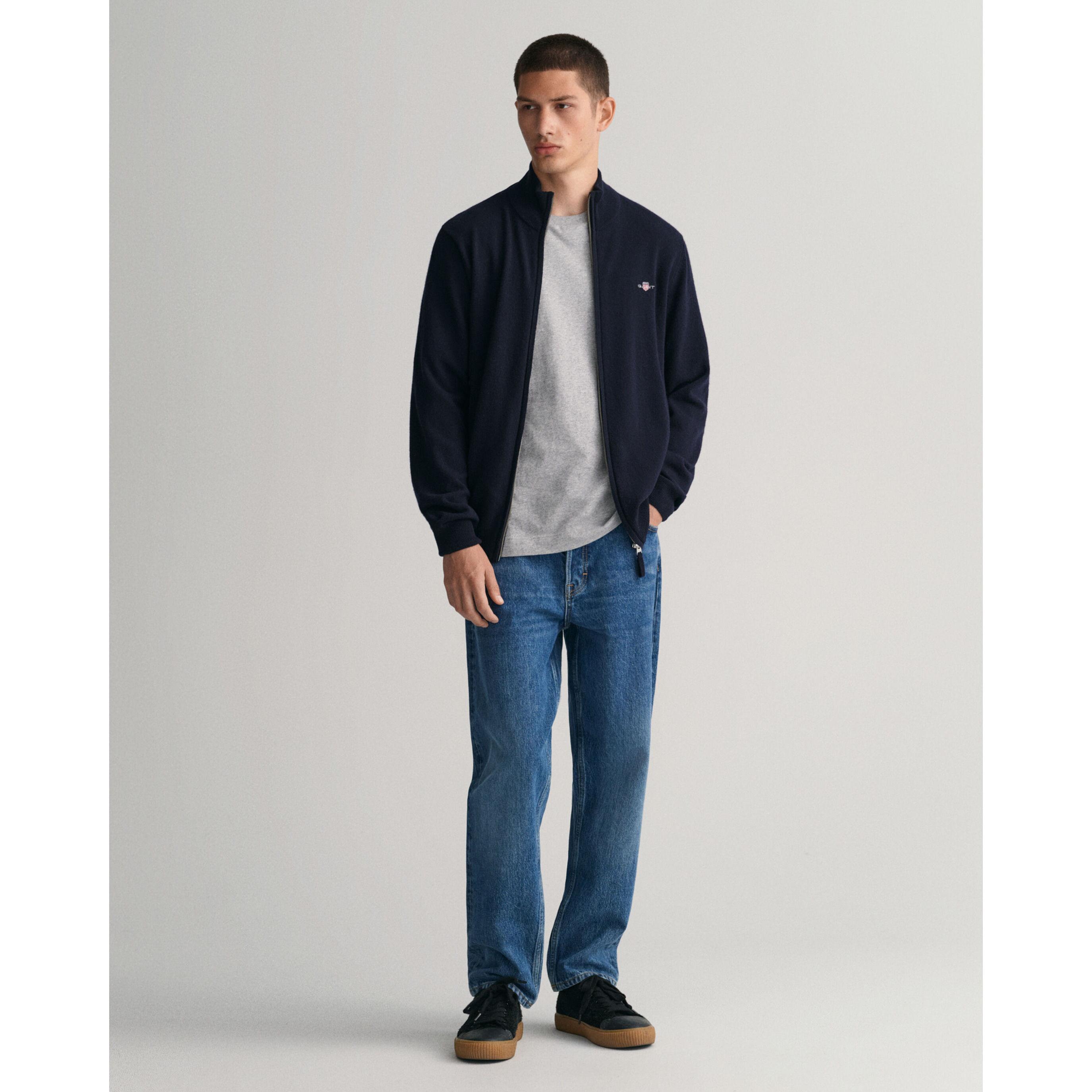 GANT strickjacke mit zipper superfine lambswool