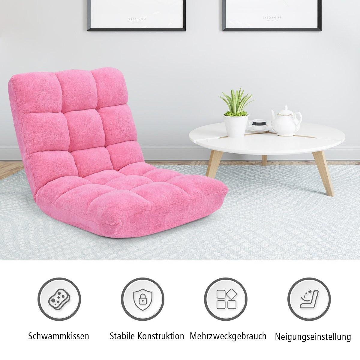 B2X Bodenstuhl Faltbares Lazy Sofa Faul Tatami Bodenkissen Schwarz/Grau/Kaffeebraun-Rosa