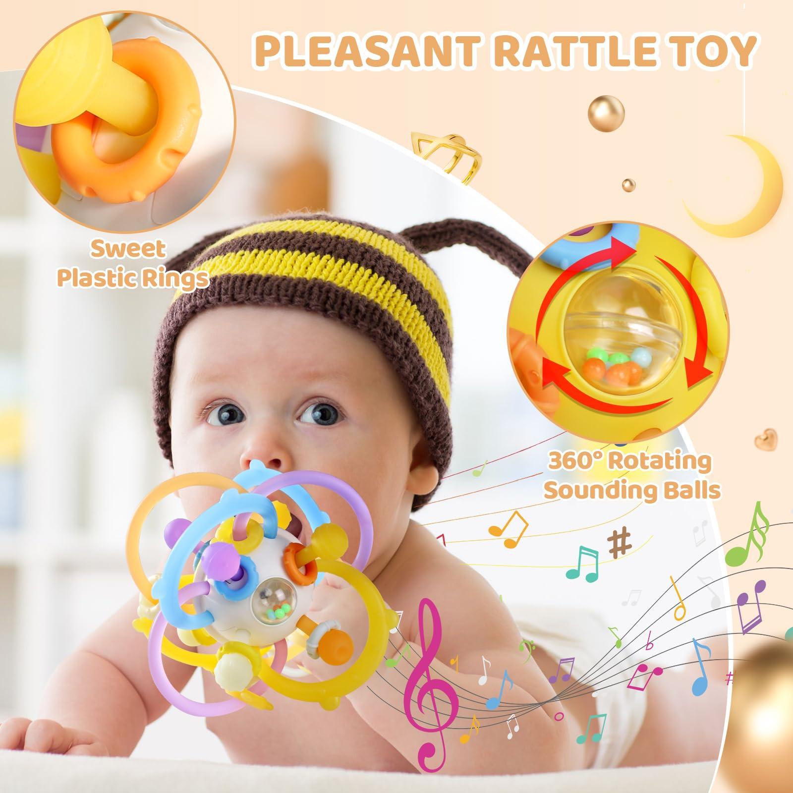 Activity-board Greifball Beißring Baby, Silikon-Babyspielzeug, Licht-Sensorik-Spielzeug Baby, Beißhilfe Beißspielzeug Baby-Rassel