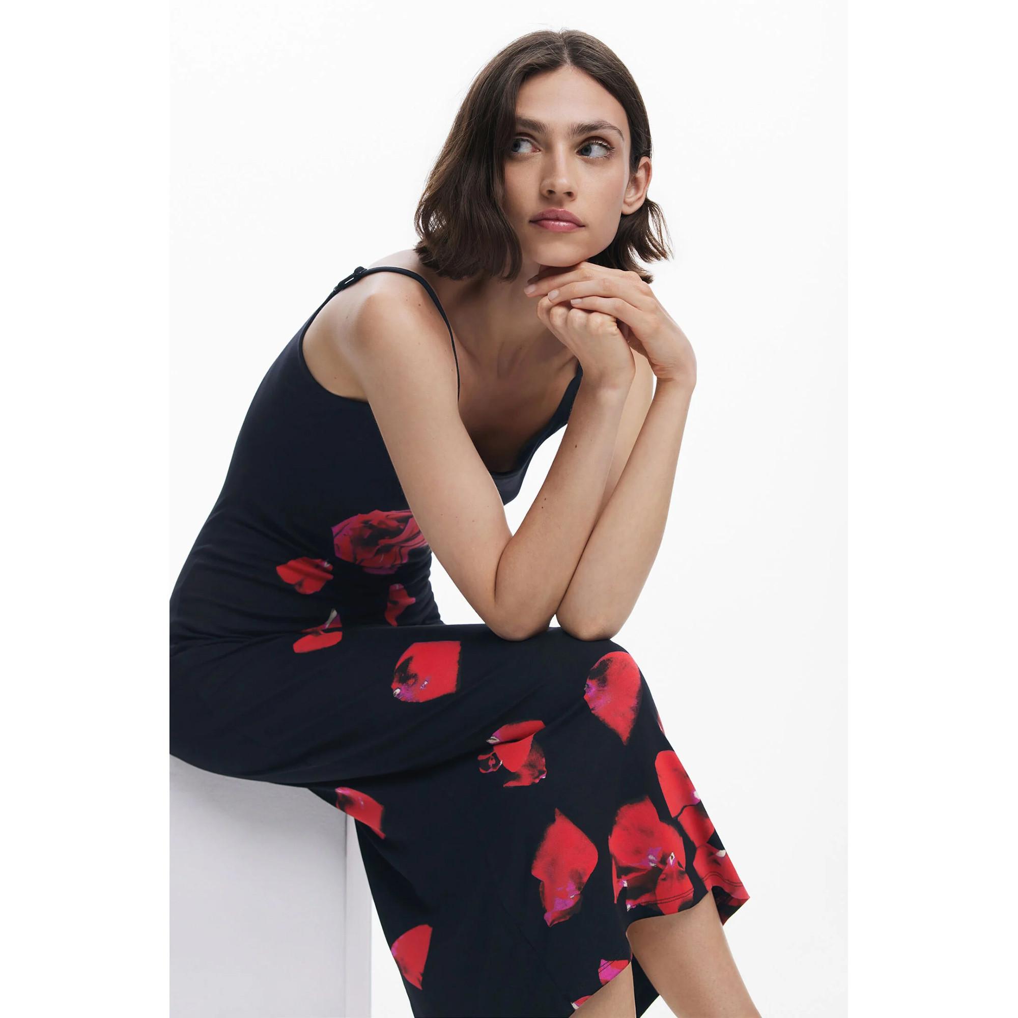 Desigual Ärmelloses Midikleid mit Rosendruck