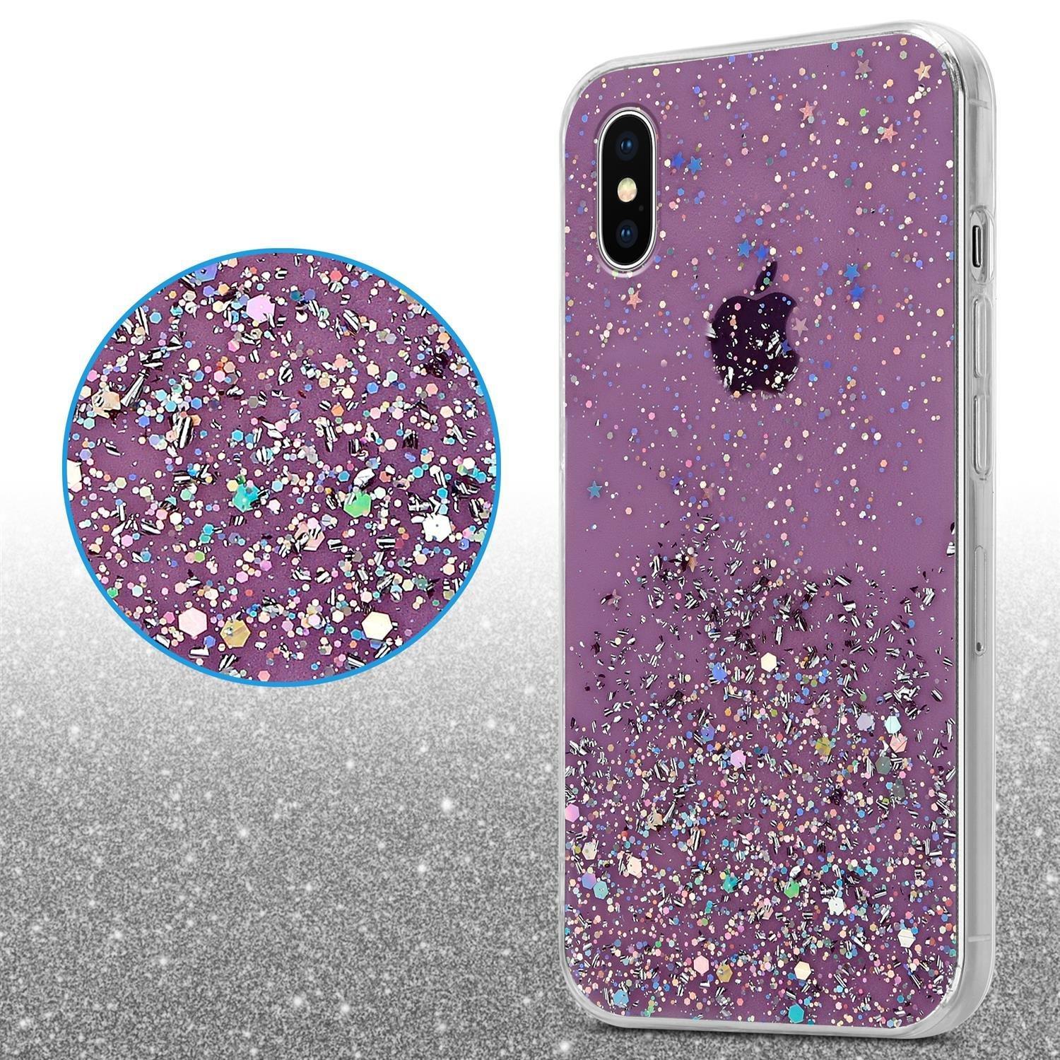 Cadorabo Hülle für Apple iPhone X XS TPU Silikon mit funkelnden Glitter