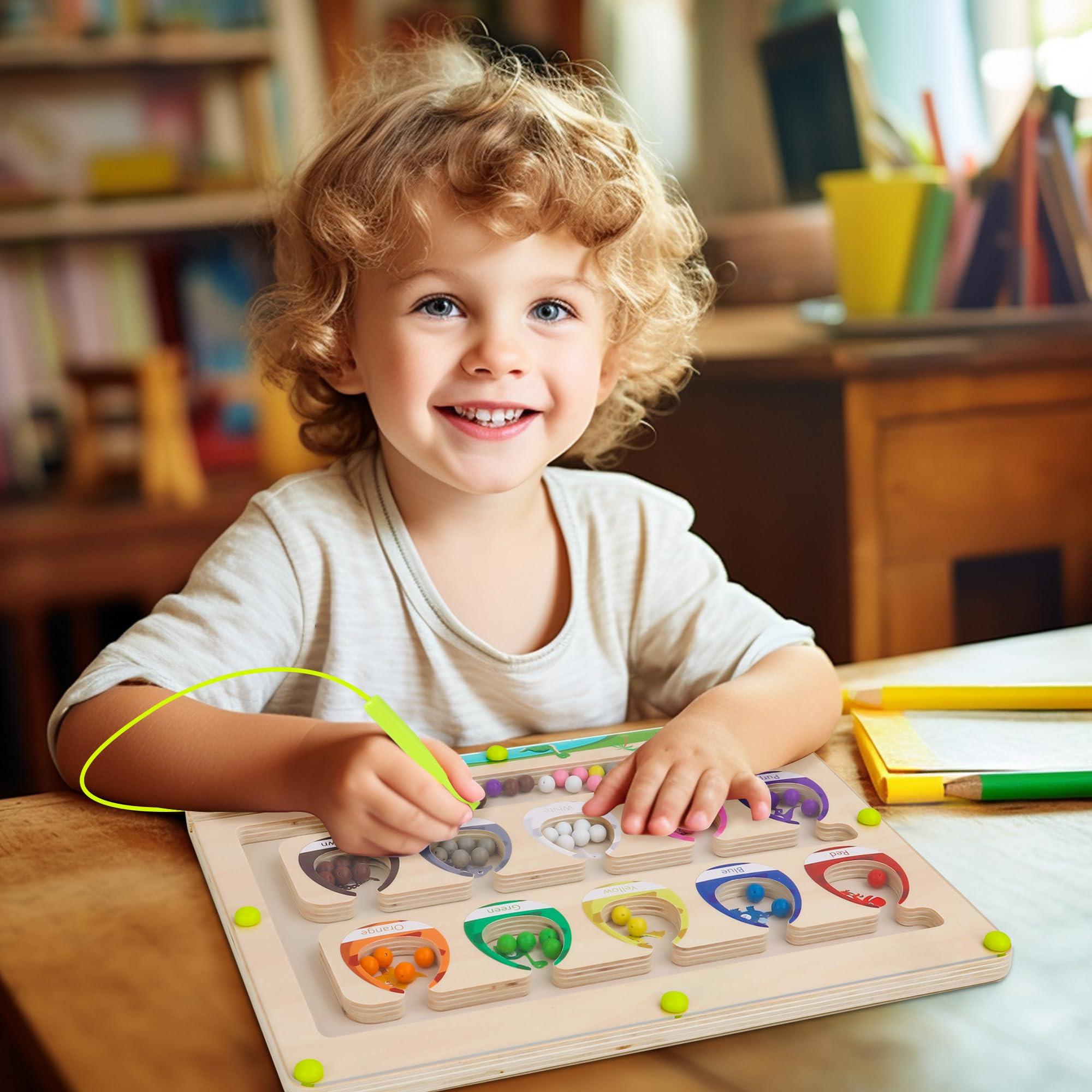 Activity-board Magnetspiel Labyrinthspielzeug Kindermotorikspielzeug Holzspielzeug Holzfarben Farben und Zahlen Sortierspiel lernen