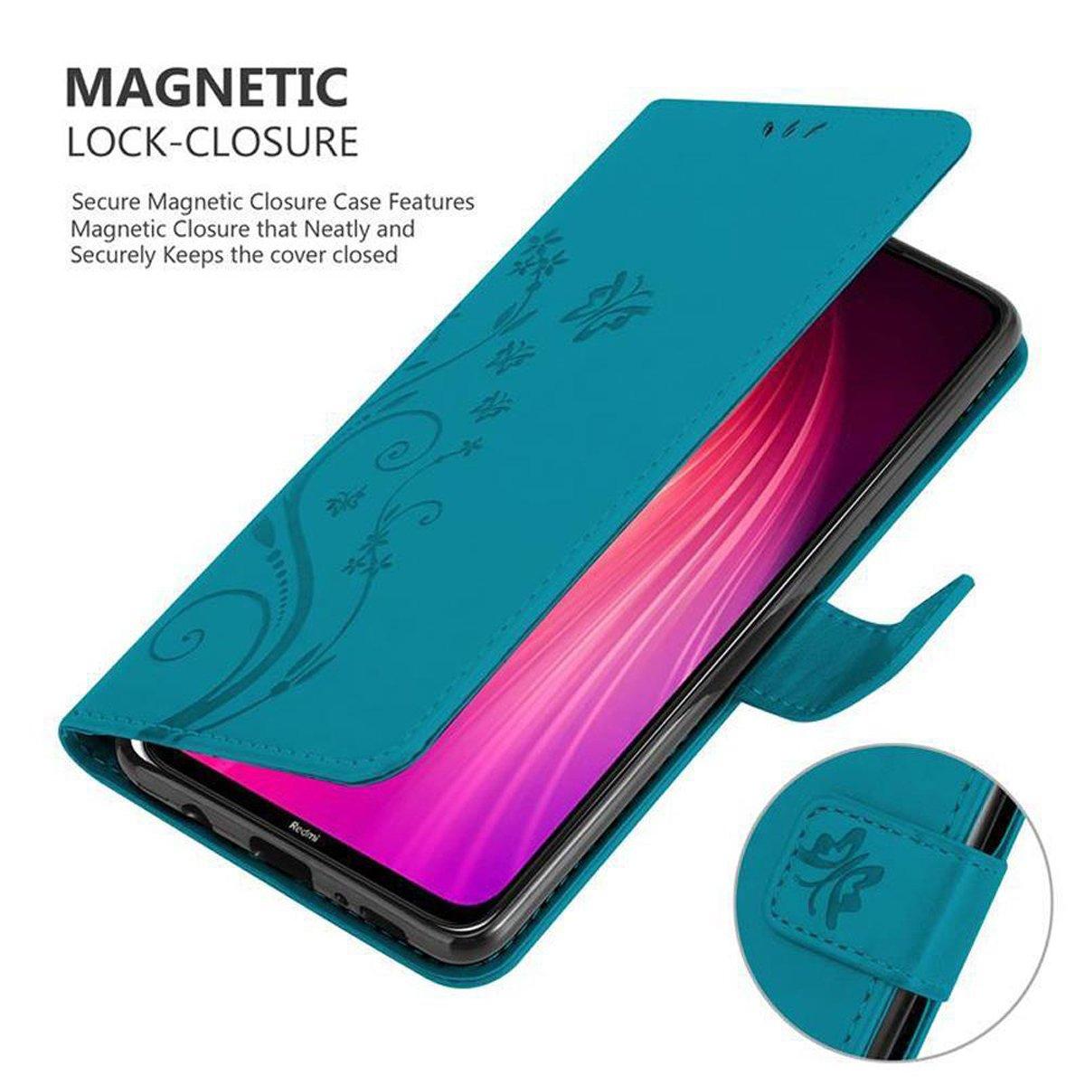 Cadorabo Hülle für Xiaomi RedMi NOTE 8 Blumen Design Magnetverschluss