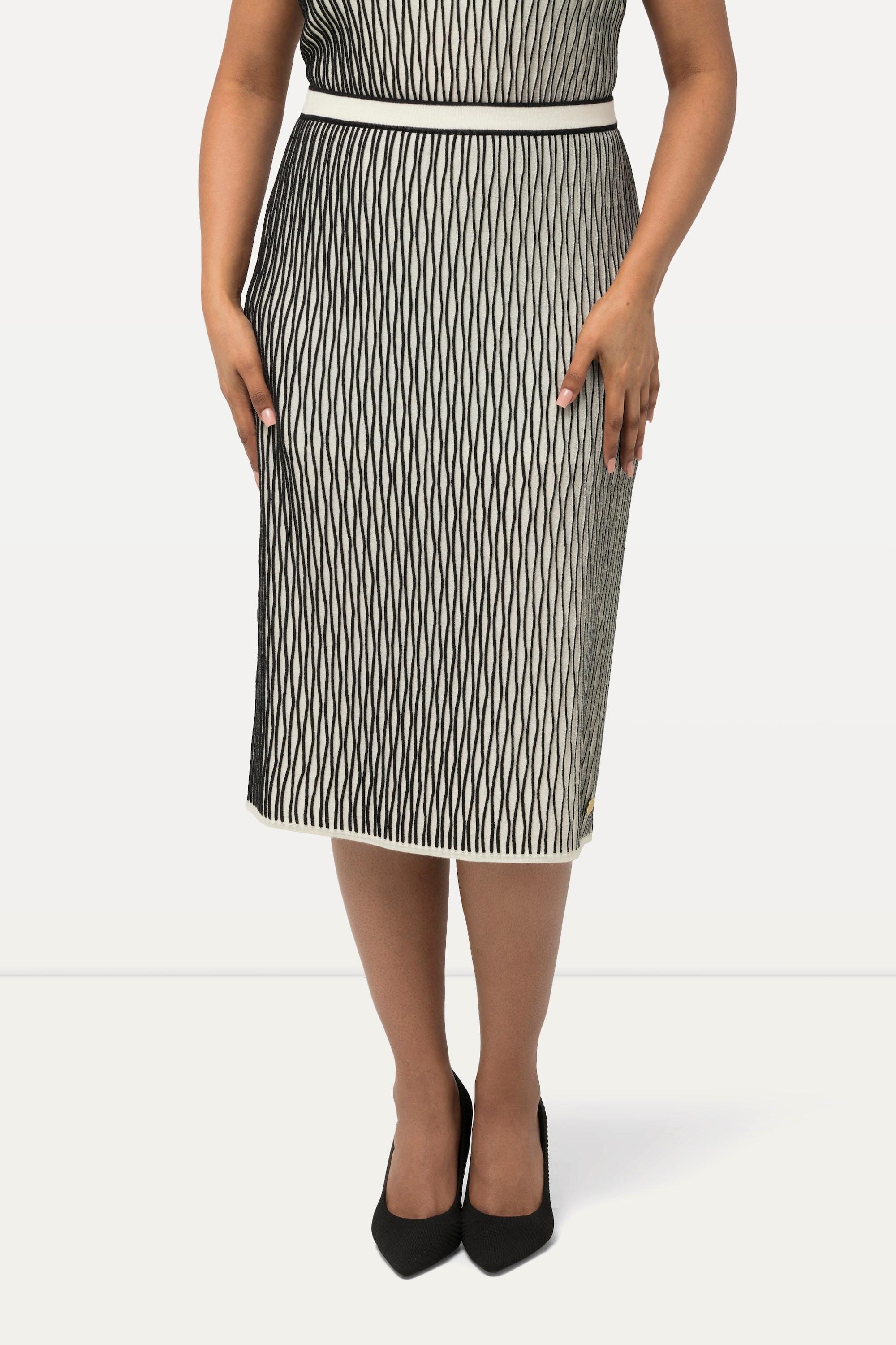 Ulla Popken Strickrock, Wollmix, 3D-Struktur, Elastikbund