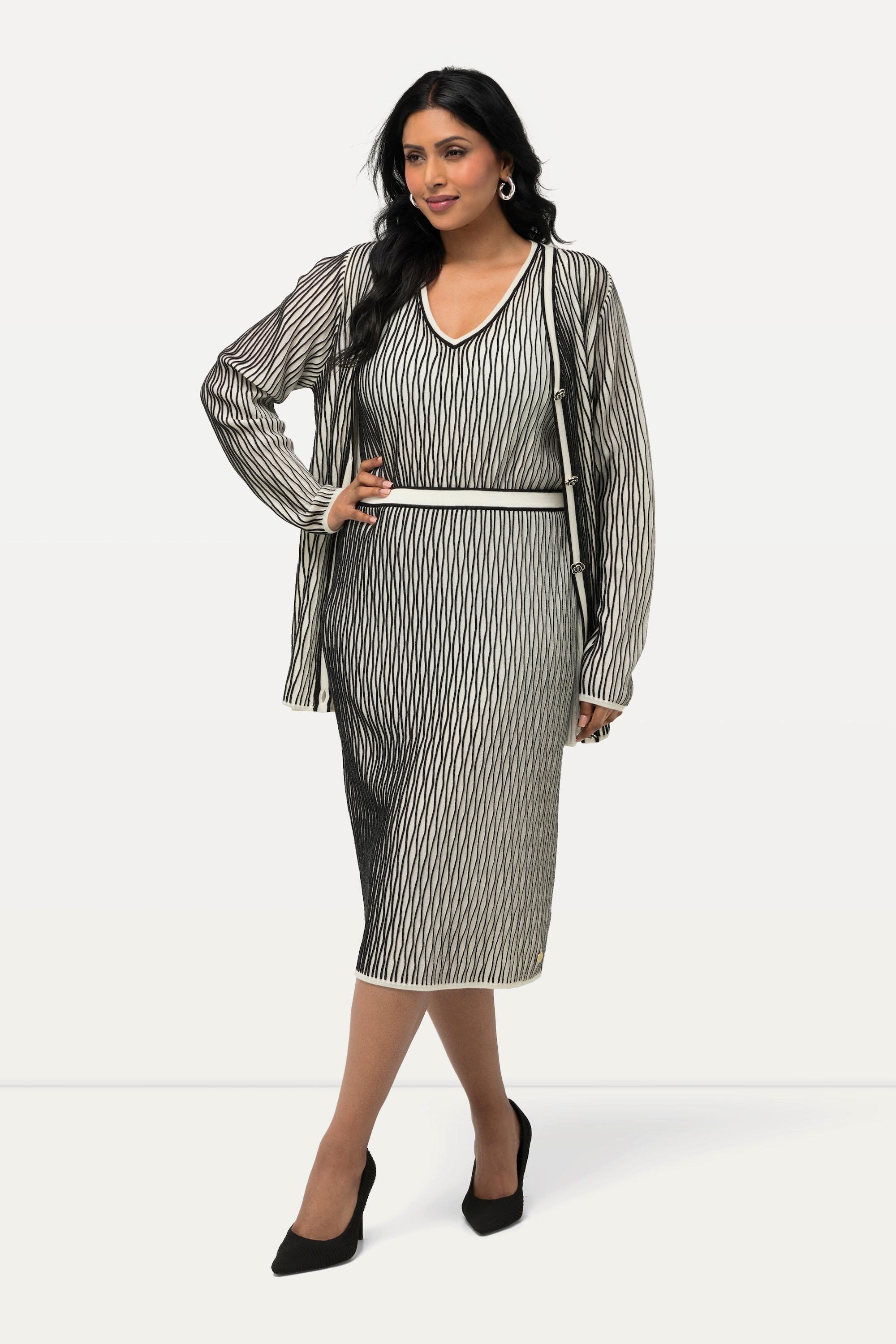 Ulla Popken Strickrock, Wollmix, 3D-Struktur, Elastikbund