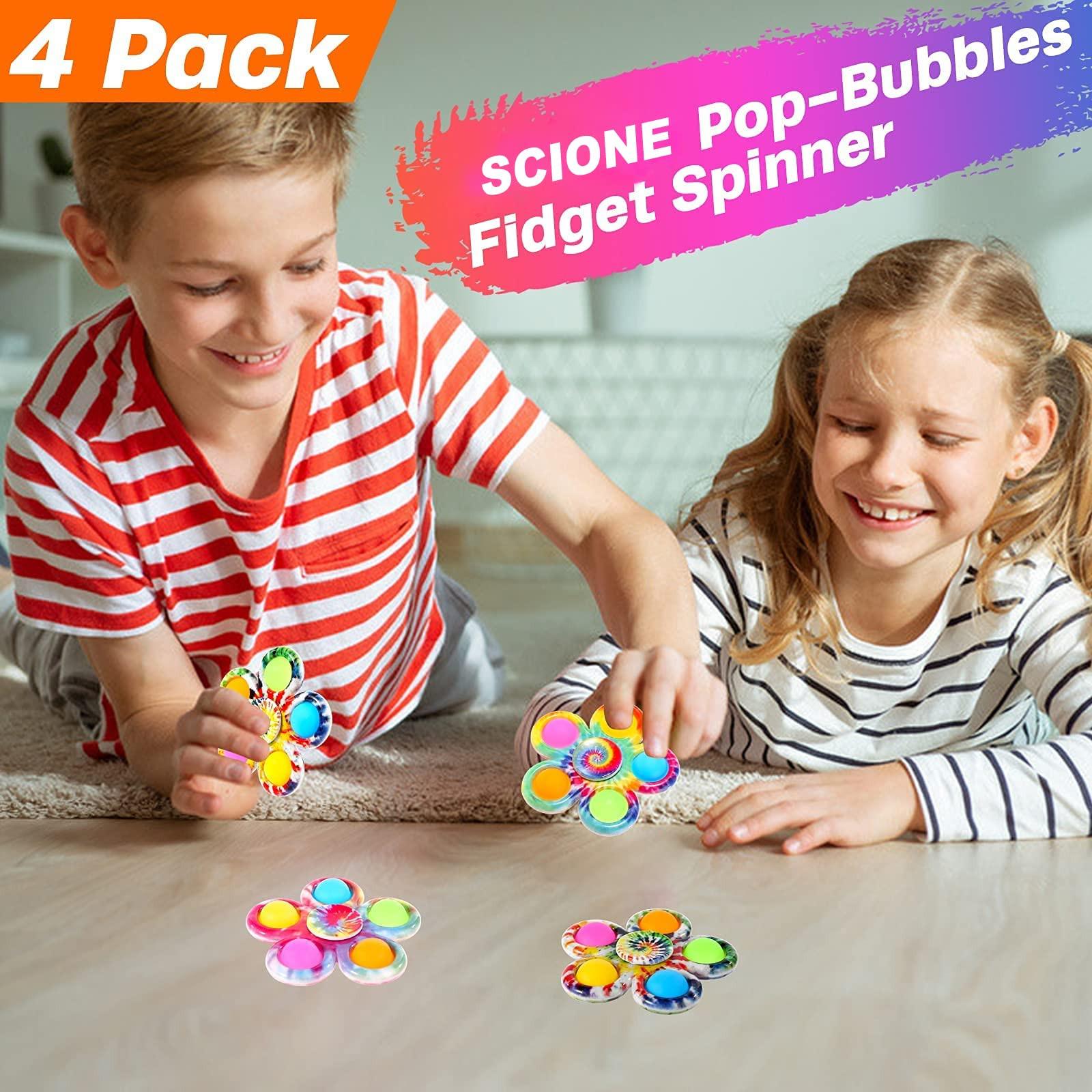 Activity-board 4er Set Pop Fidget Spinner Push Fidget Pop Einfaches Ostern Fidget Spielzeug für Kinder Erwachsene, Pop Party Geschenke Geschenk Tasche Füller Sensorisches Fidget Set Spielzeug