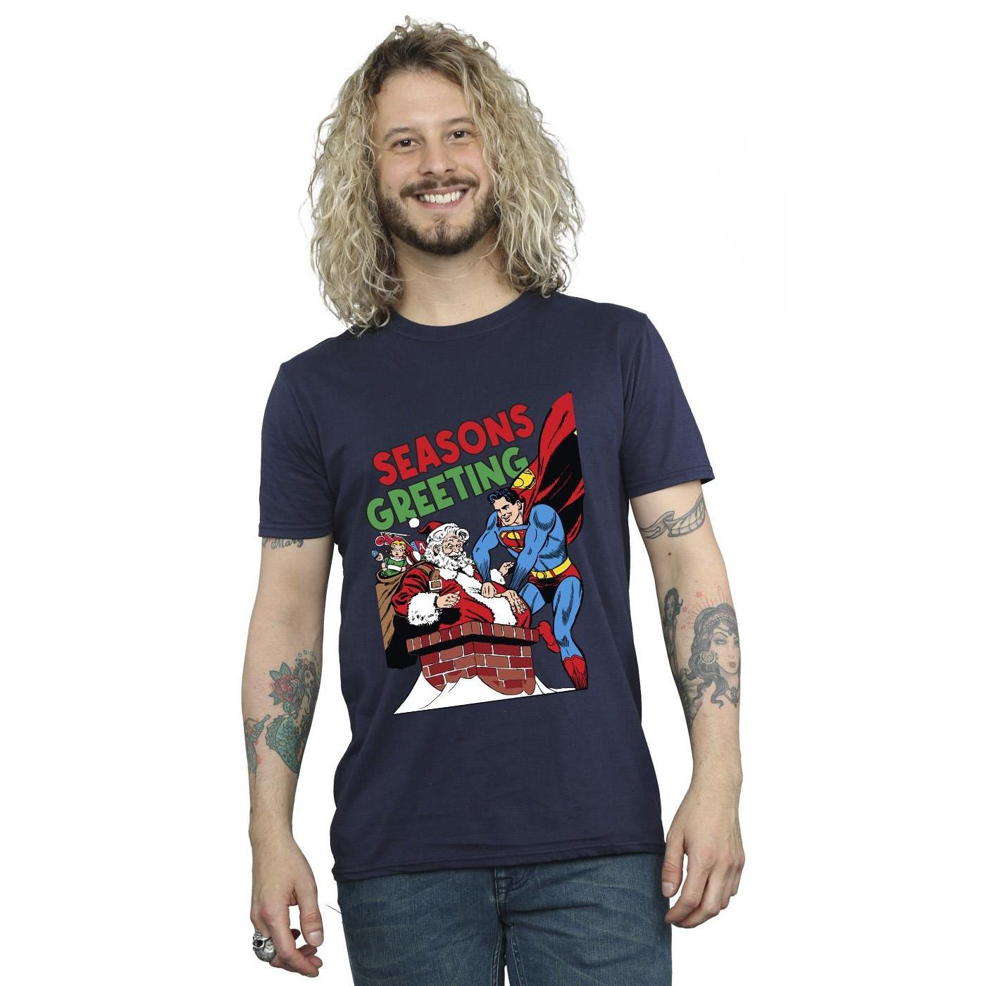 DC COMICS Superman Santa Seasons Greeting T-Shirt