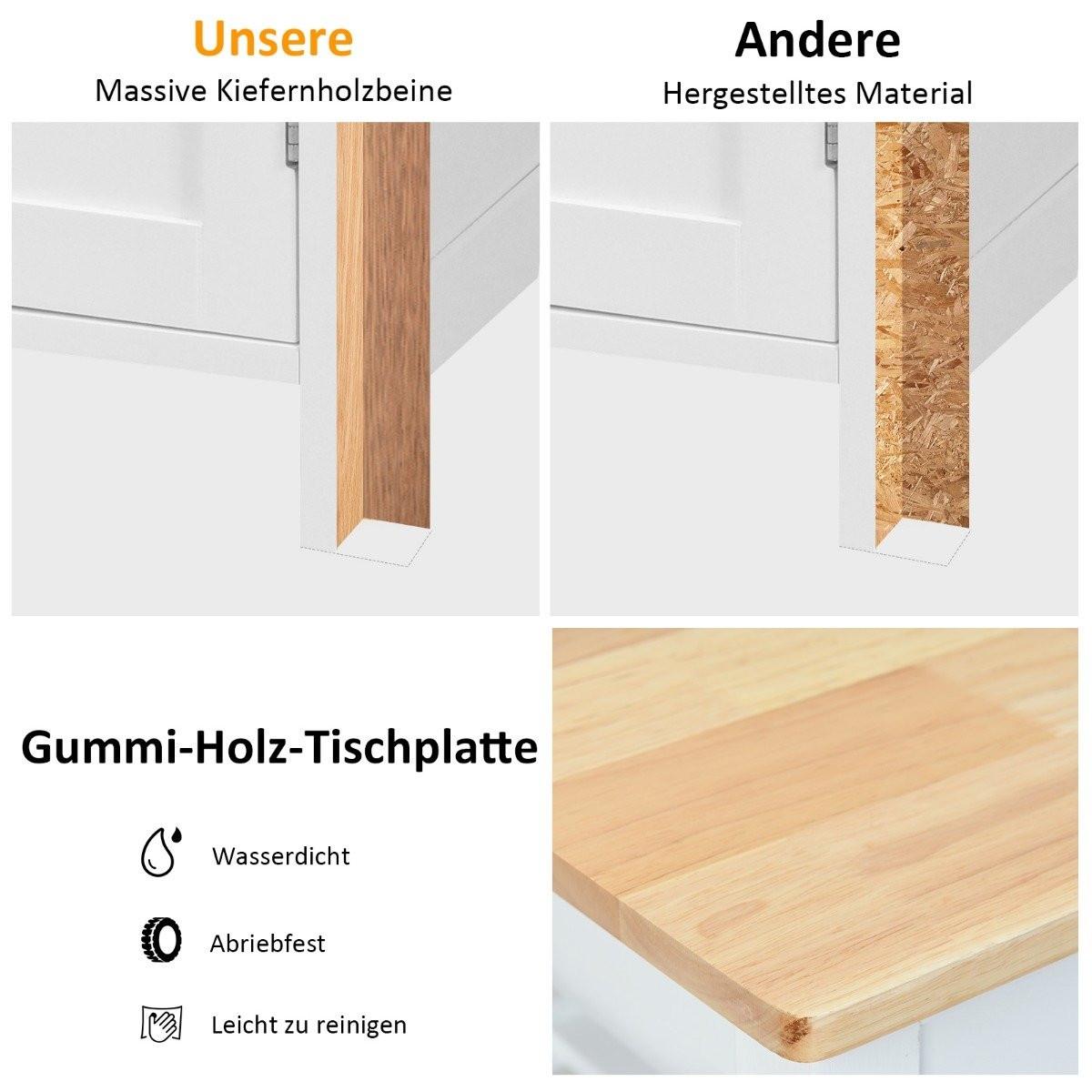 Northix Rollender Küchenwagen Mobile Kücheninsel mit Schublade Weiß