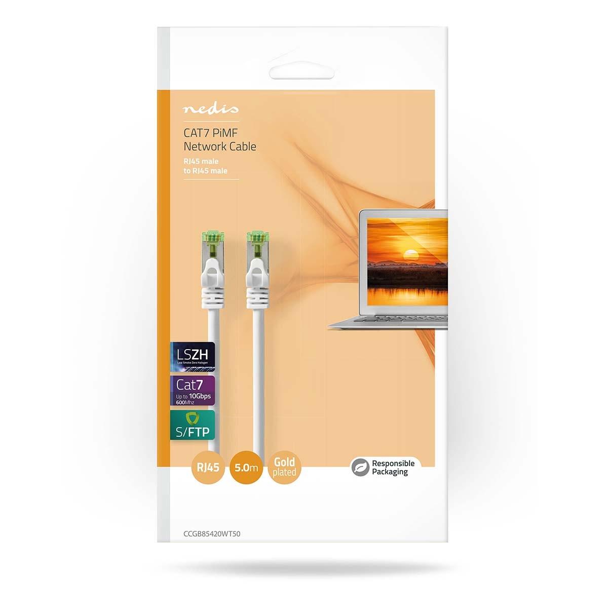 Nedis CAT7 Netzwerkkabel | S/FTP | RJ45 Stecker | RJ45 Stecker | 3,00 m | Snagless | Rund | LSZH | Weiß | Box