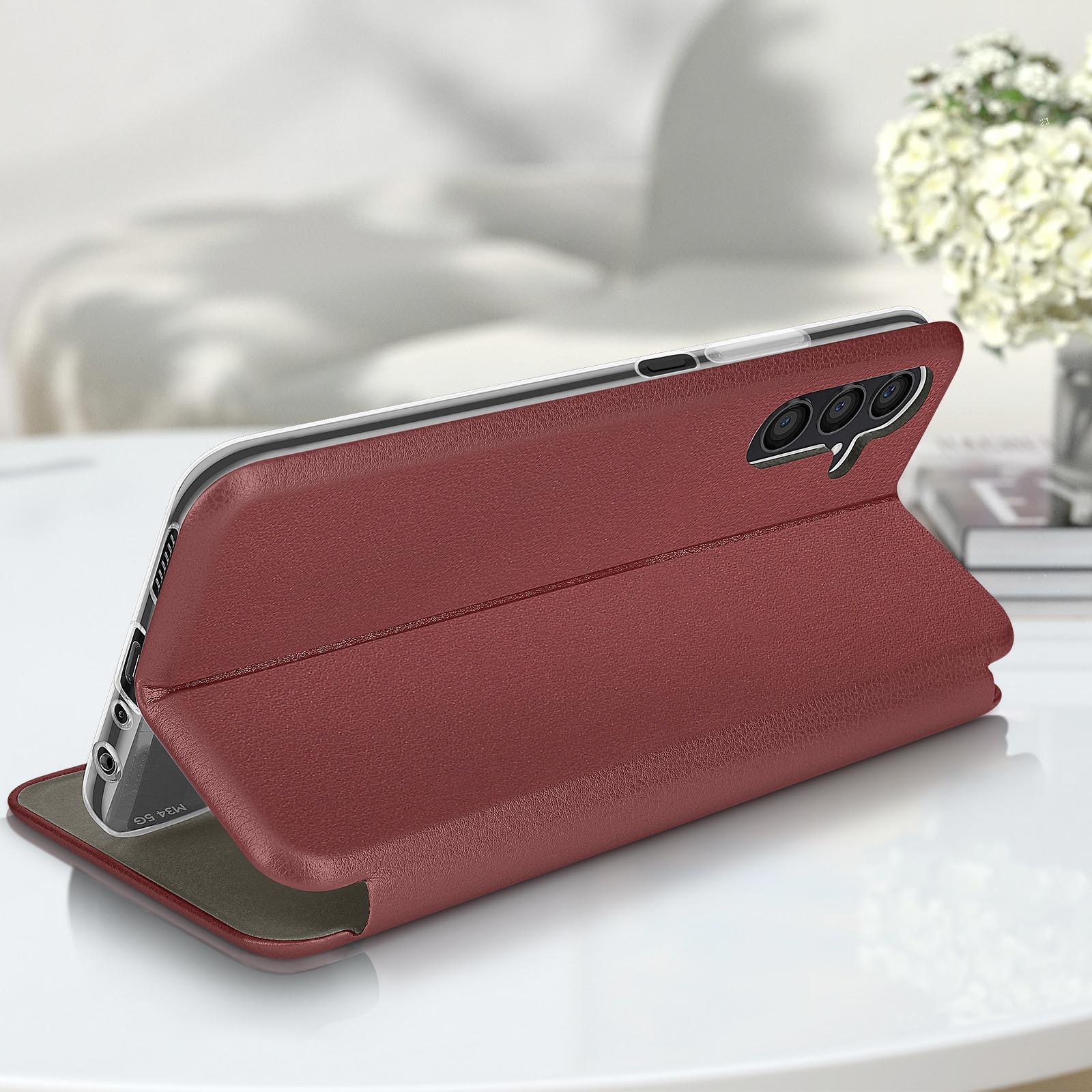 Avizar Kunstlederetui Samsung M34 5G Weinrot