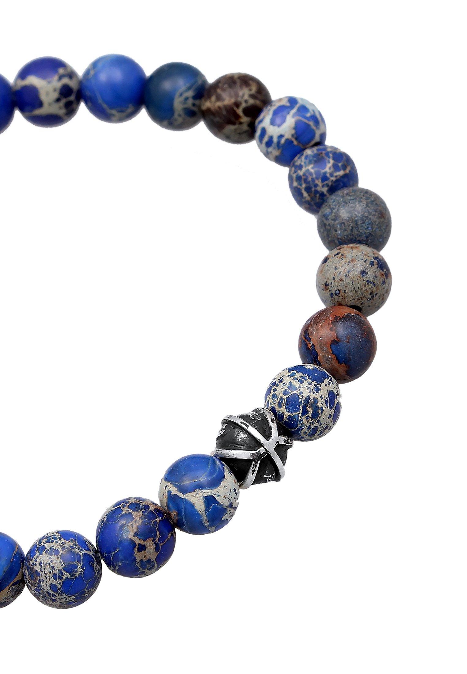 Kuzzoi Armband Achat Blau Beads Oxidiert 925Er Silber