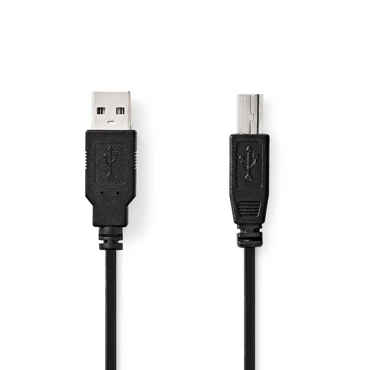 Nedis USB-Kabel | USB 2.0 | USB-A Stecker | USB-B Stecker | 480 Mbps | Vernickelt | 3,00 m | Rund | PVC | Schwarz | Box