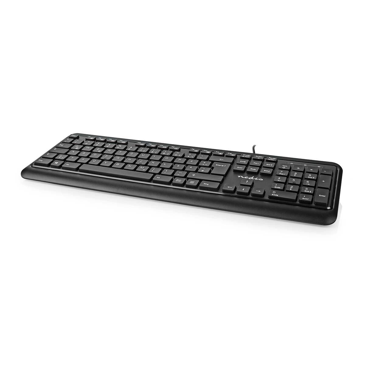 Nedis Kabelgebundene Tastatur | USB-A | Multimedia | QWERTZ | DE Layout | Ziffernblock