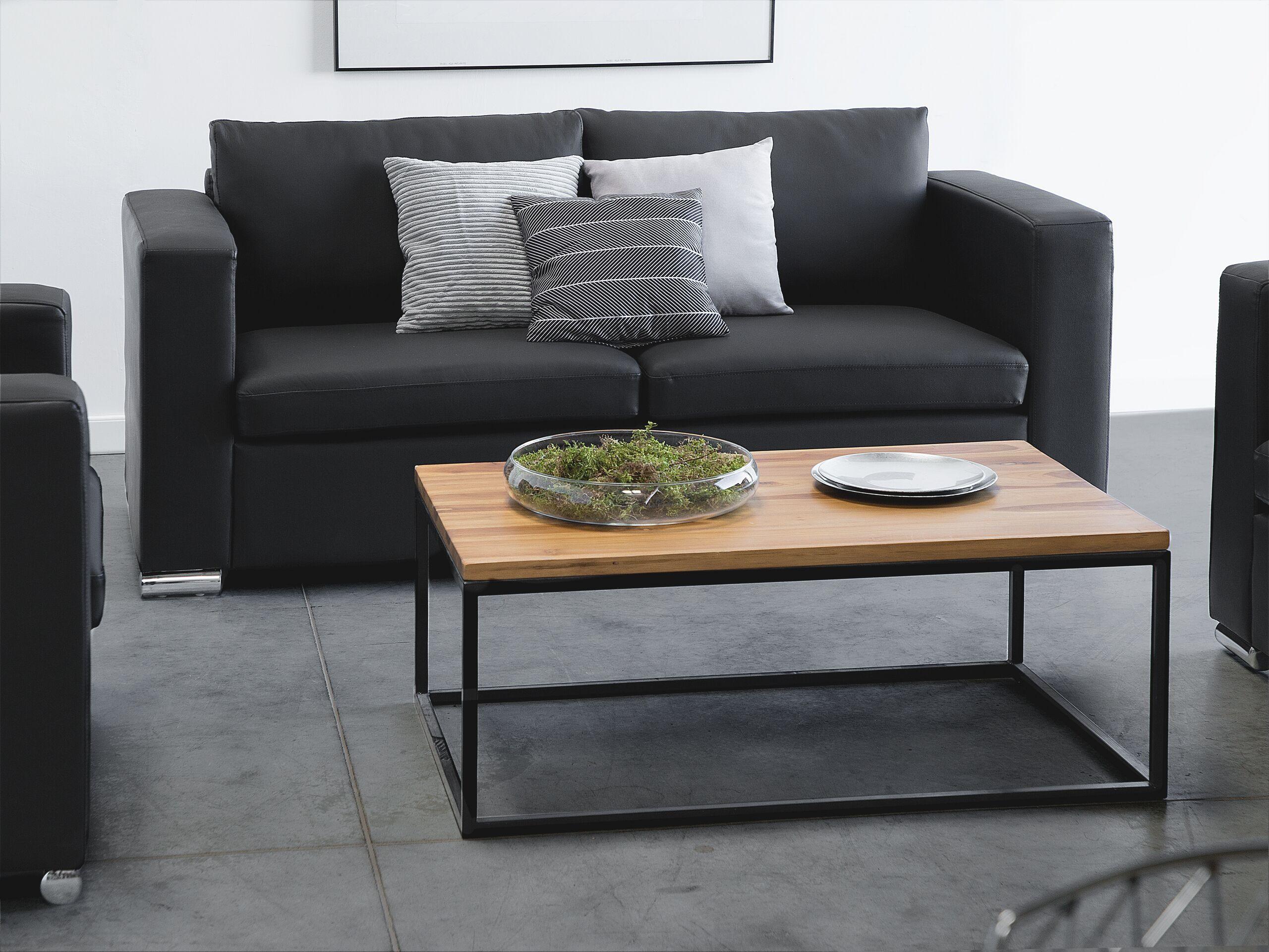 Beliani 3 Sitzer Sofa aus Spaltleder Industriell HELSINKI